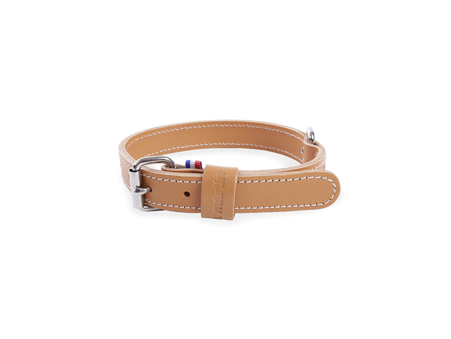 Collier cuir double épaisseur pour chien l.25mm L.55cm naturel