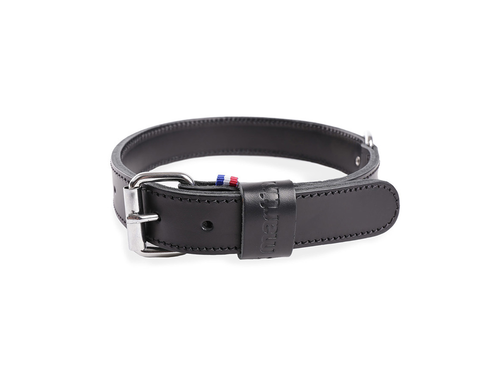 Collier cuir double épaisseur pour chien l.25mm L.55cm noir