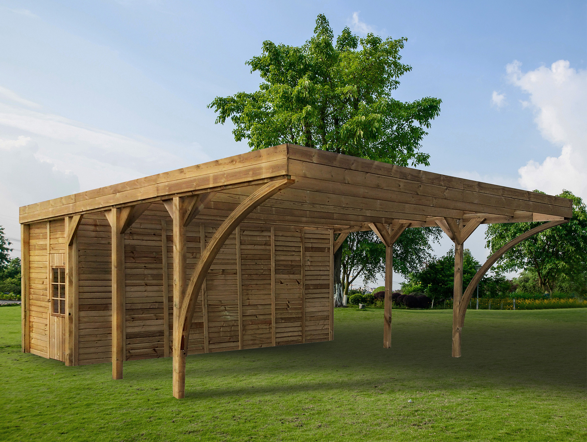 Carport double bois Aymar 42,1m²