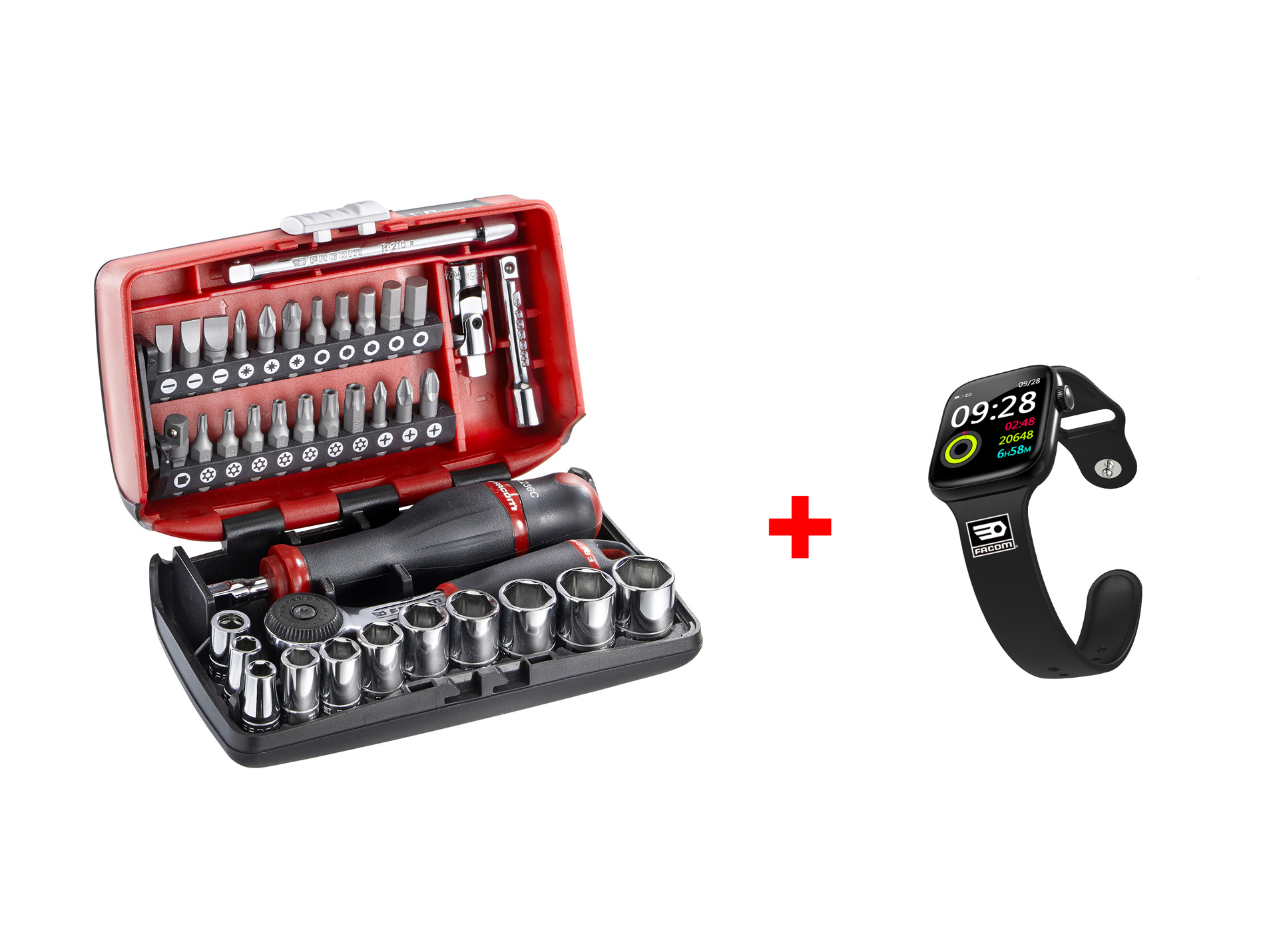 Jeu de 38 douilles FACOM 6 pans 1/4"