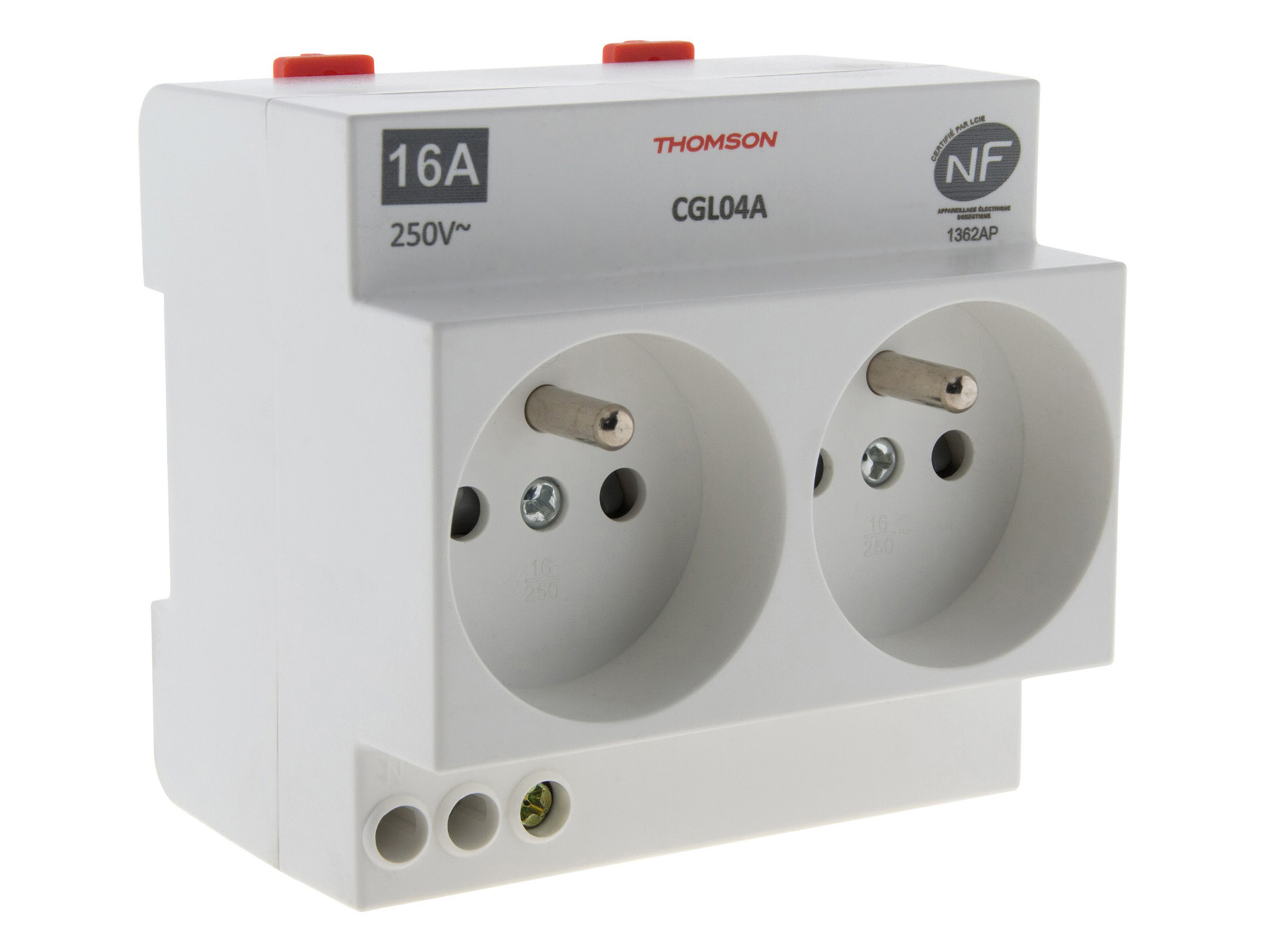 Prise double modulaire THOMSON sur rail DIN 2P+T 16a