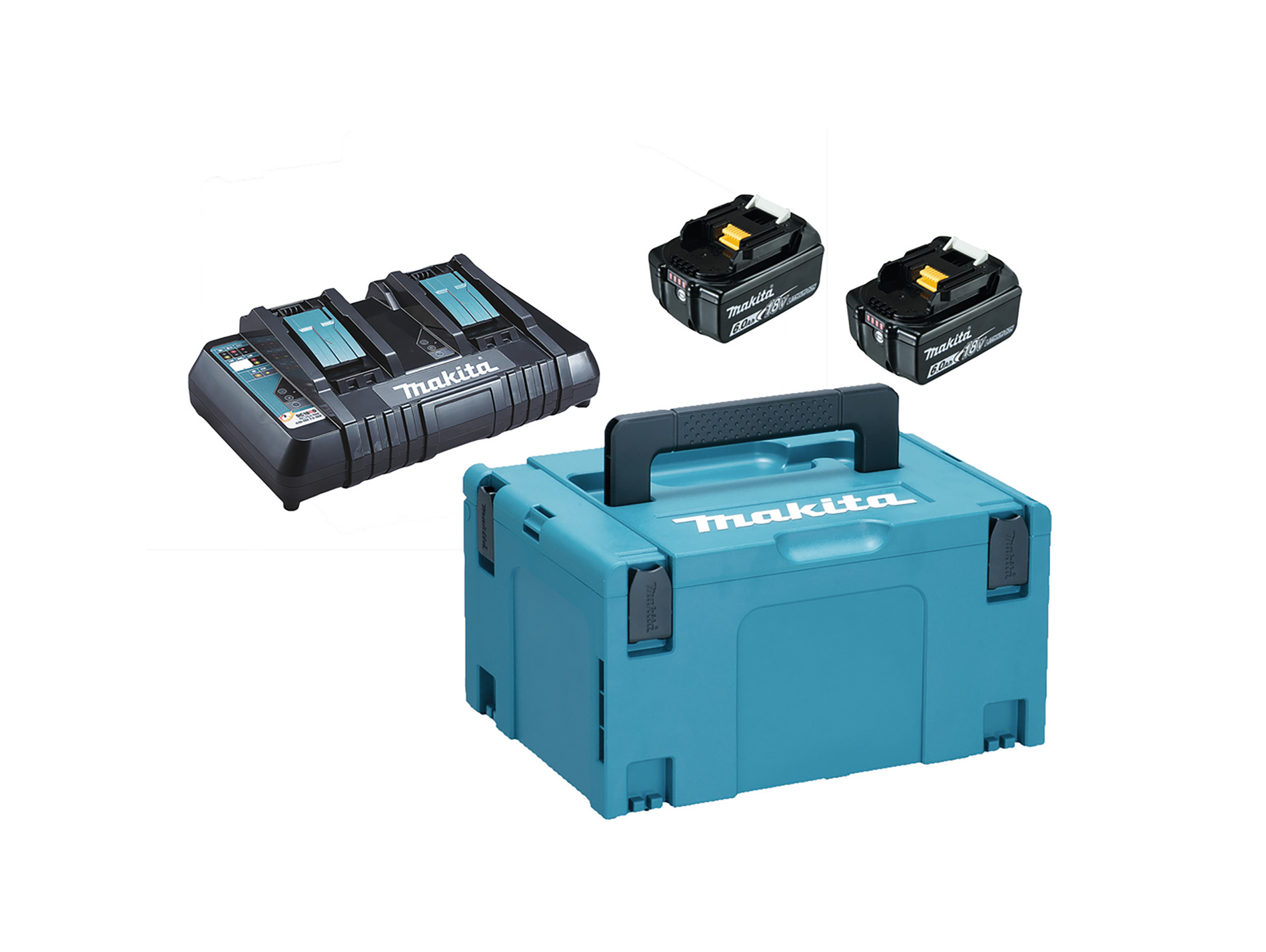 Pack 2 batteries MAKITA BL1860B 18v 6ah avec chargeur rapide