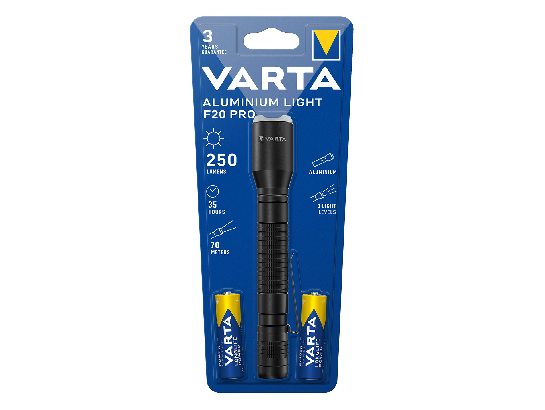 Lampe torche Led VARTA Aluminium Light F20 Pro 250lm