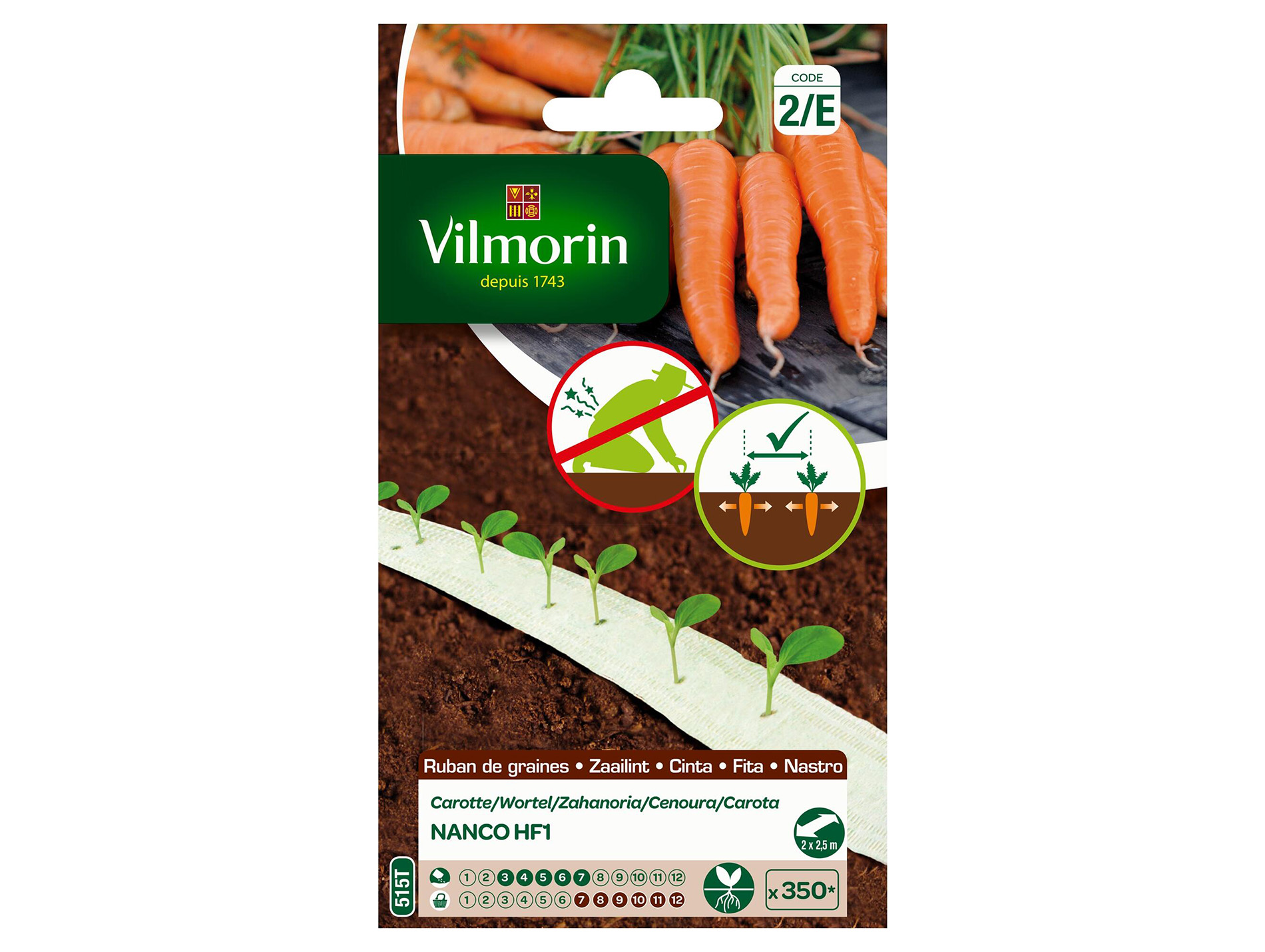 Ruban de carotte Nanco HF1 VILMORIN Série 2 5M