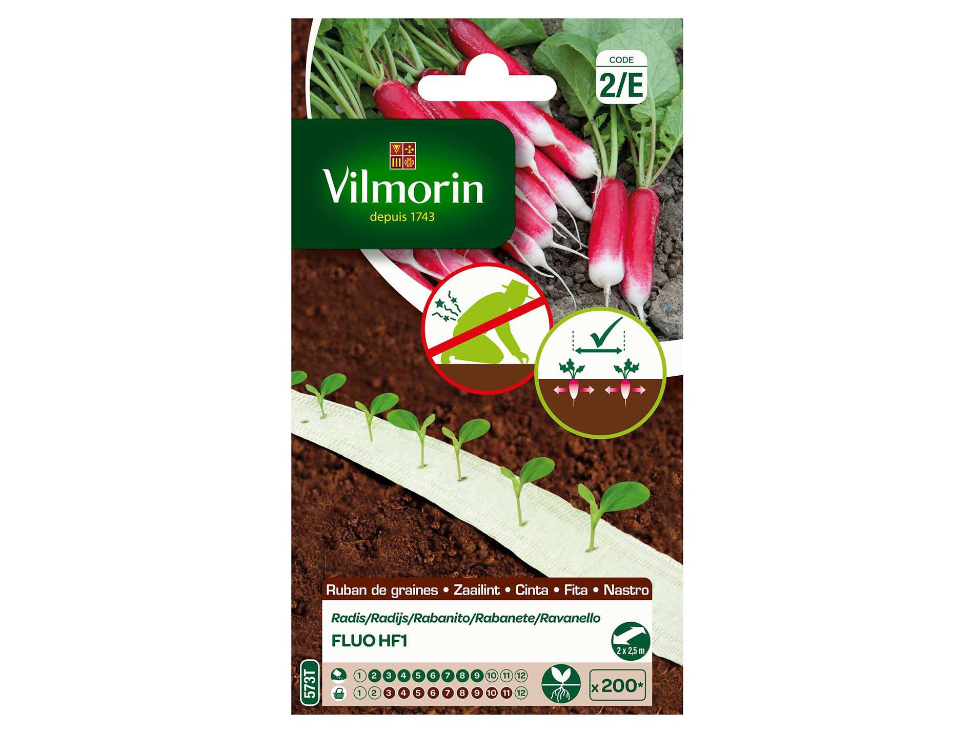 Ruban radis Fluo HF1 VILMORIN Série 2 5M