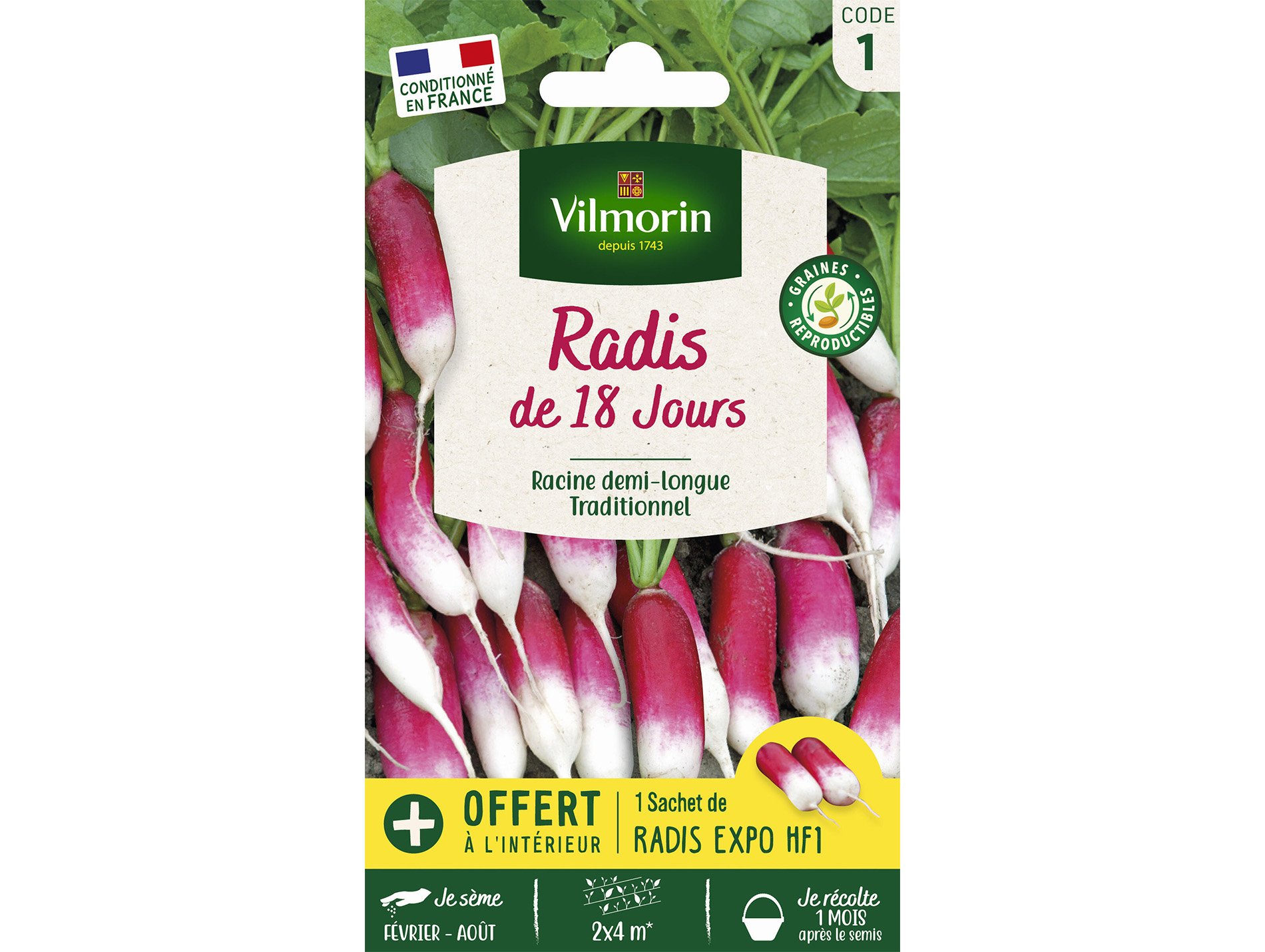 Radis de 18 jours VILMORIN Série 1 + échantillon Expo HF1