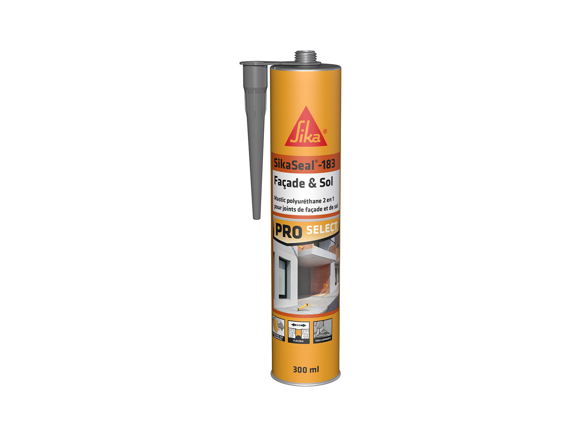 Mastic polyuréthane façade & sol SIKA SikaSeal 183 gris béton 300ml