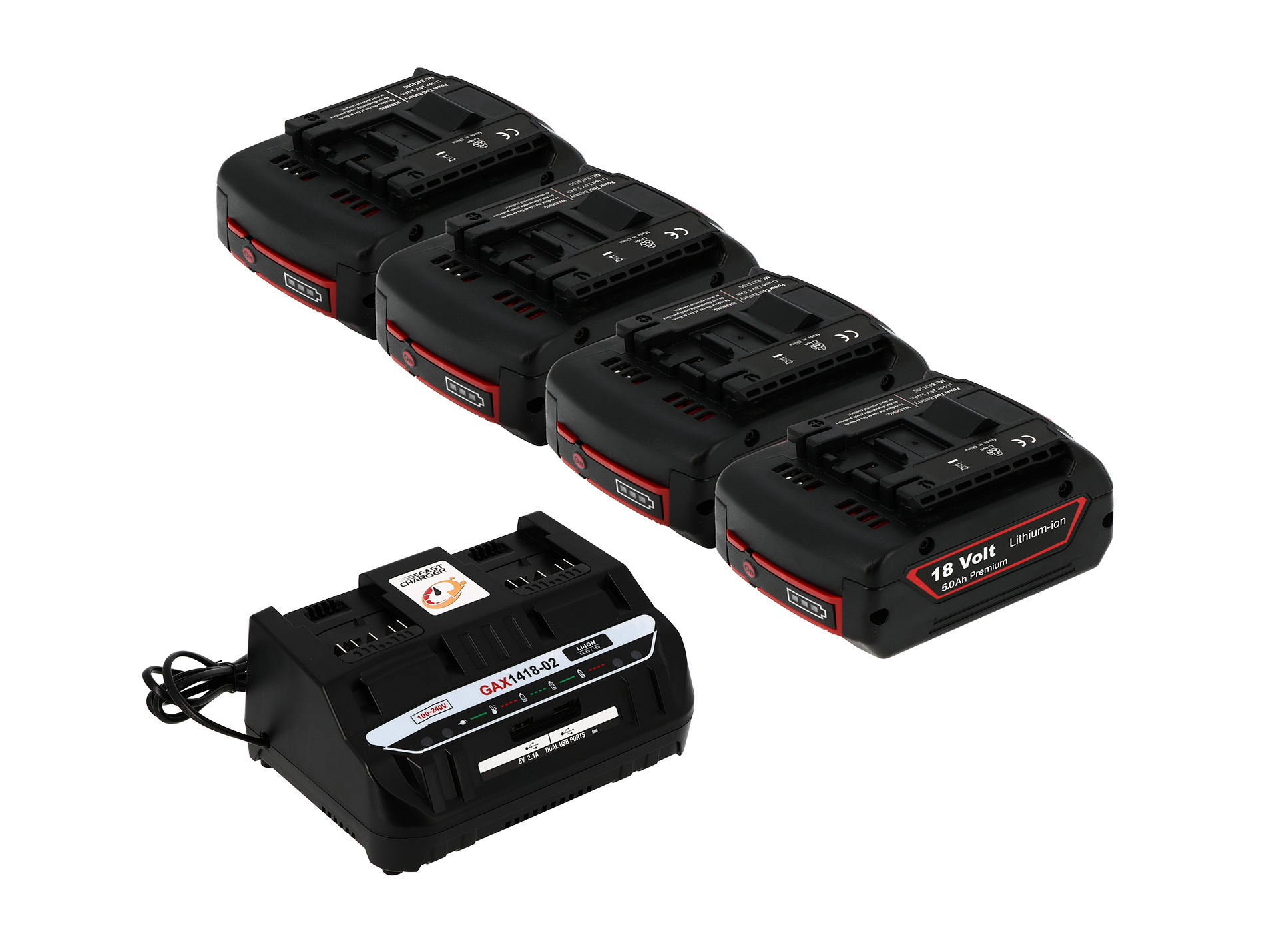 Pack 4 batteries CORI POWER 18v 5ah + chargeur double BOSCH