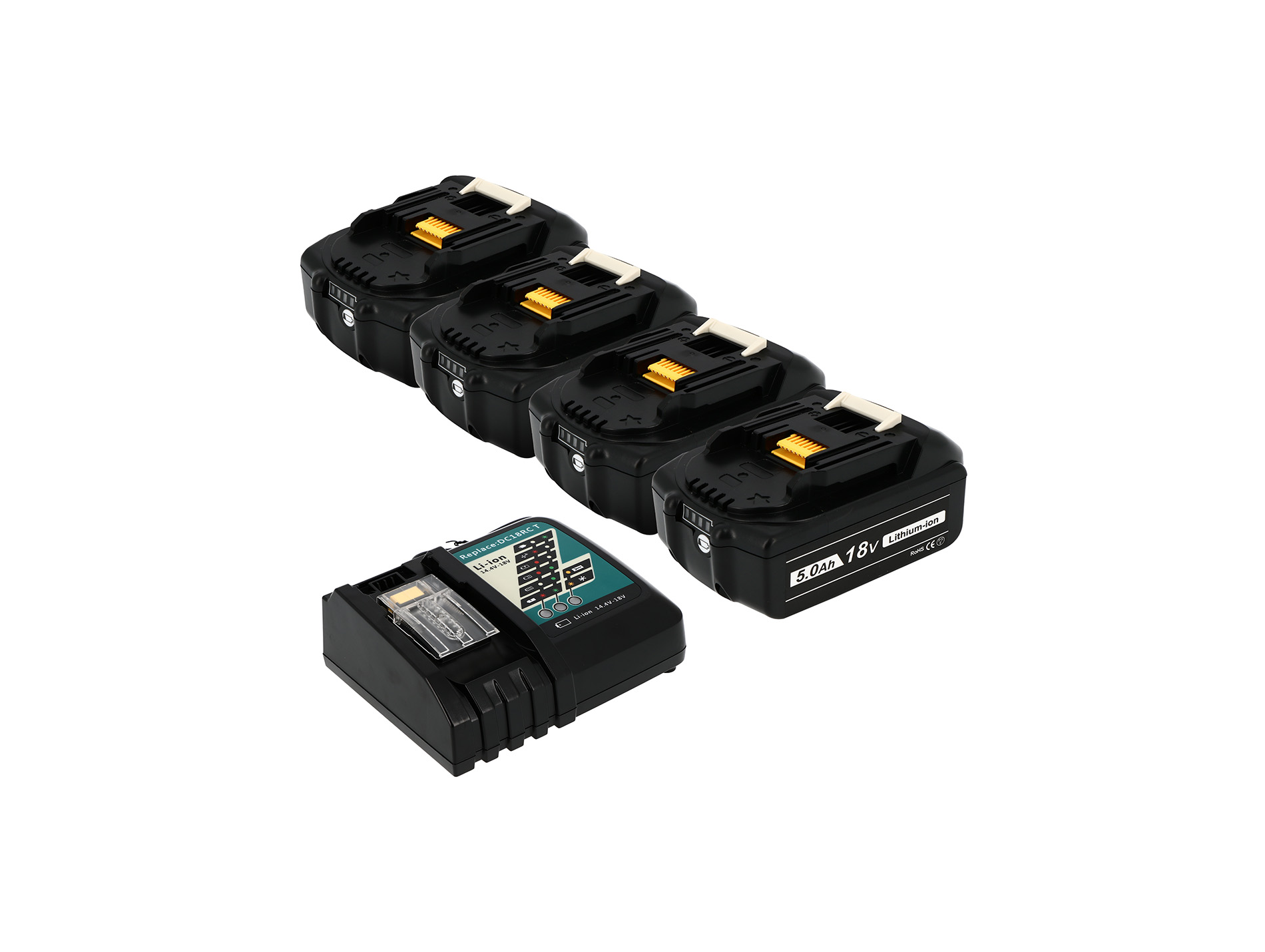 Pack 4 batteries CORI POWER 18v 5ah + chargeur double MAKITA