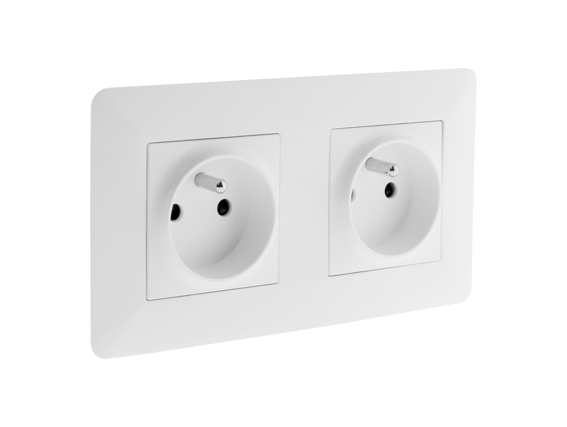 Prise double ZENITECH Artezo 2P+T 16a précâblée blanc