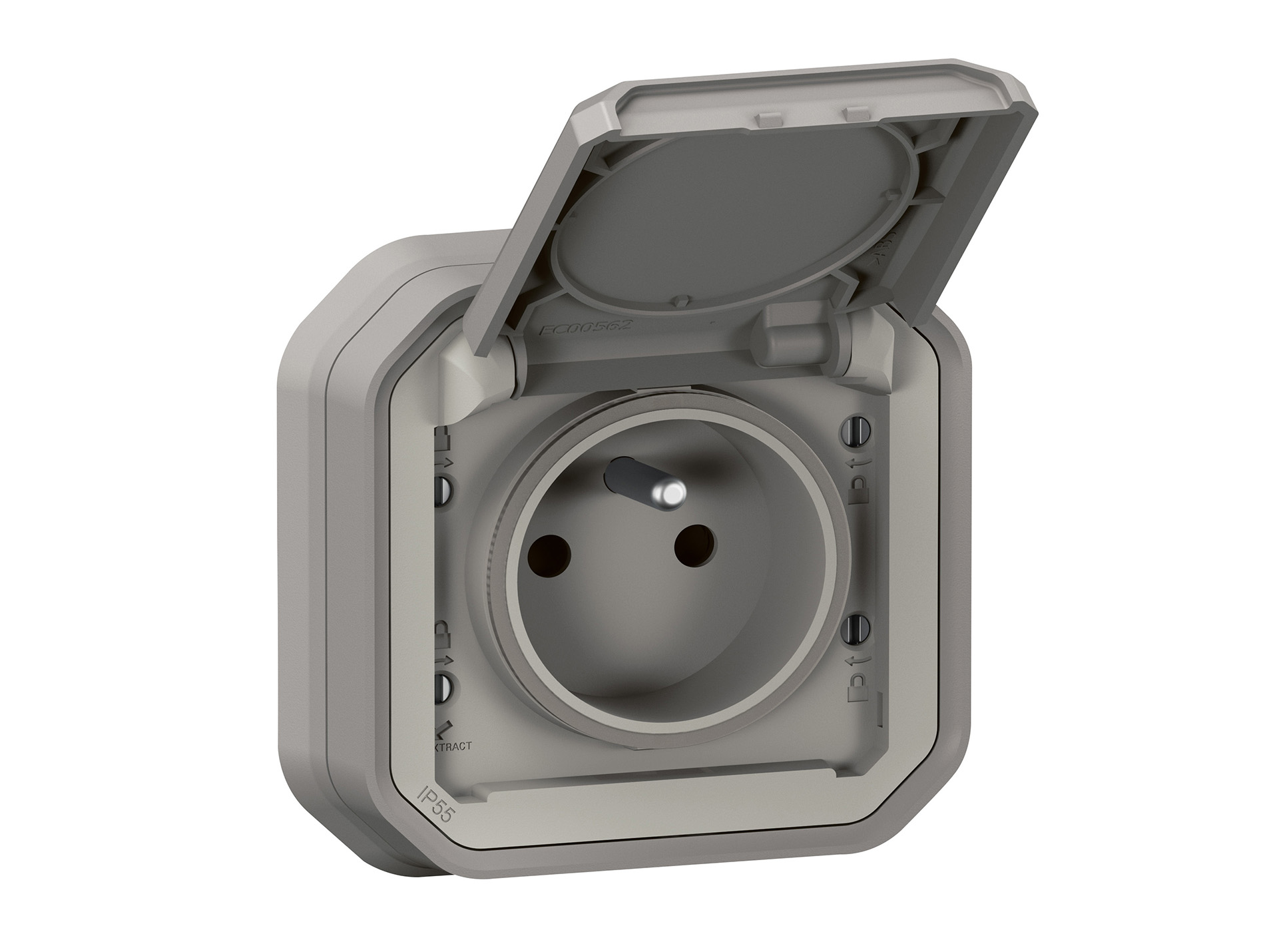 Prise étanche LEGRAND Plexo encastrée gris 2P+T 16a