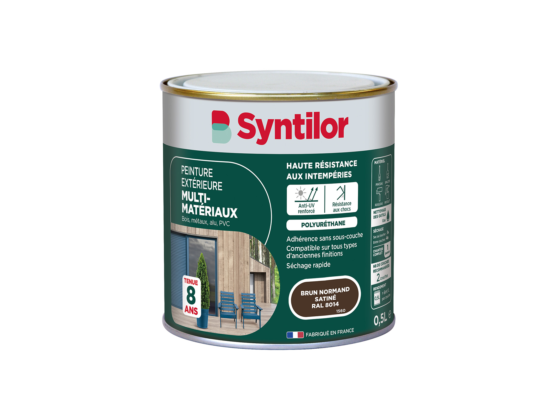 Peinture extérieure multi-matériaux SYNTILOR Brun Normand 500ml