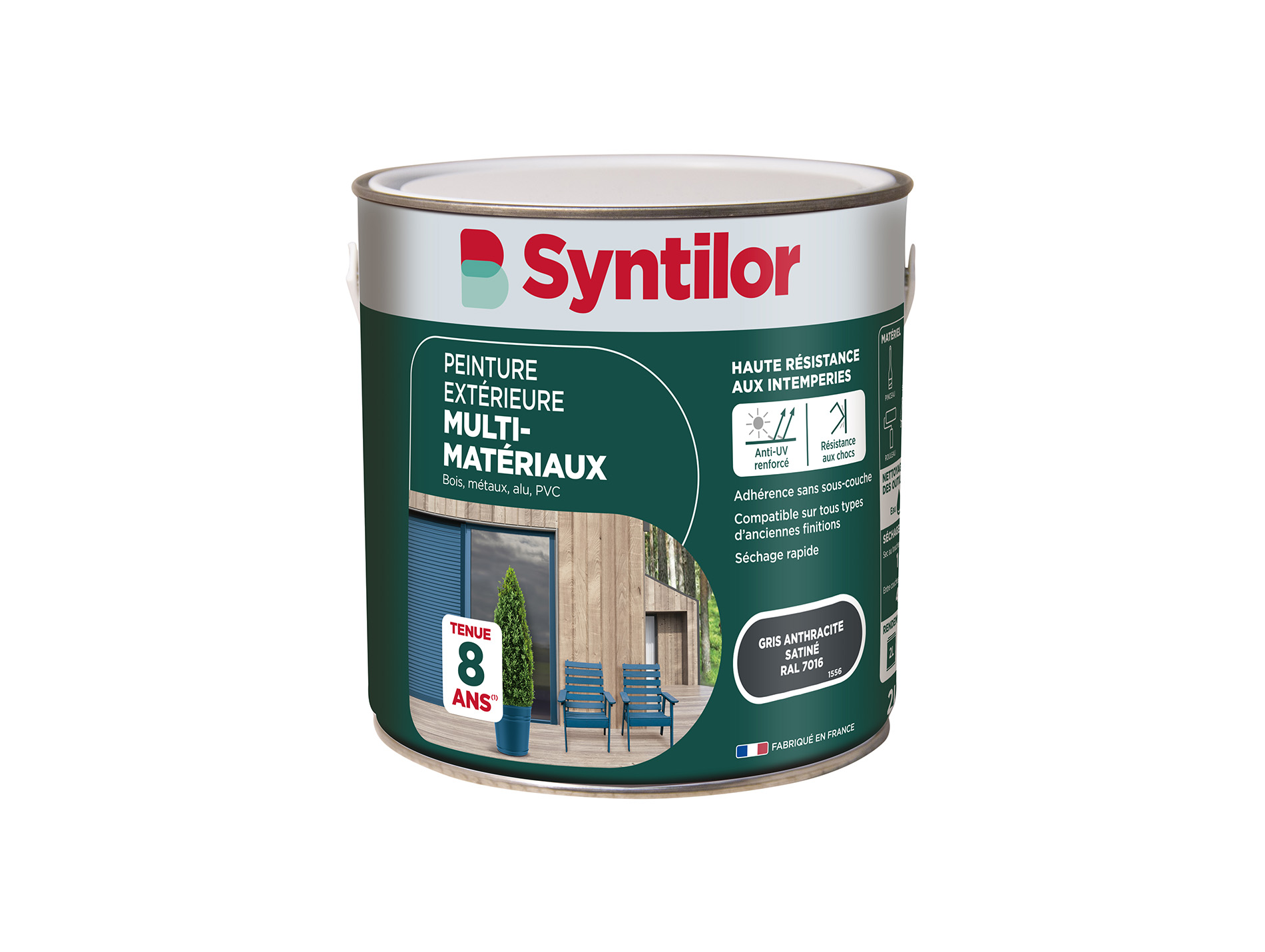 Peinture extérieure multi-matériaux SYNTILOR Gris anthracite 2L