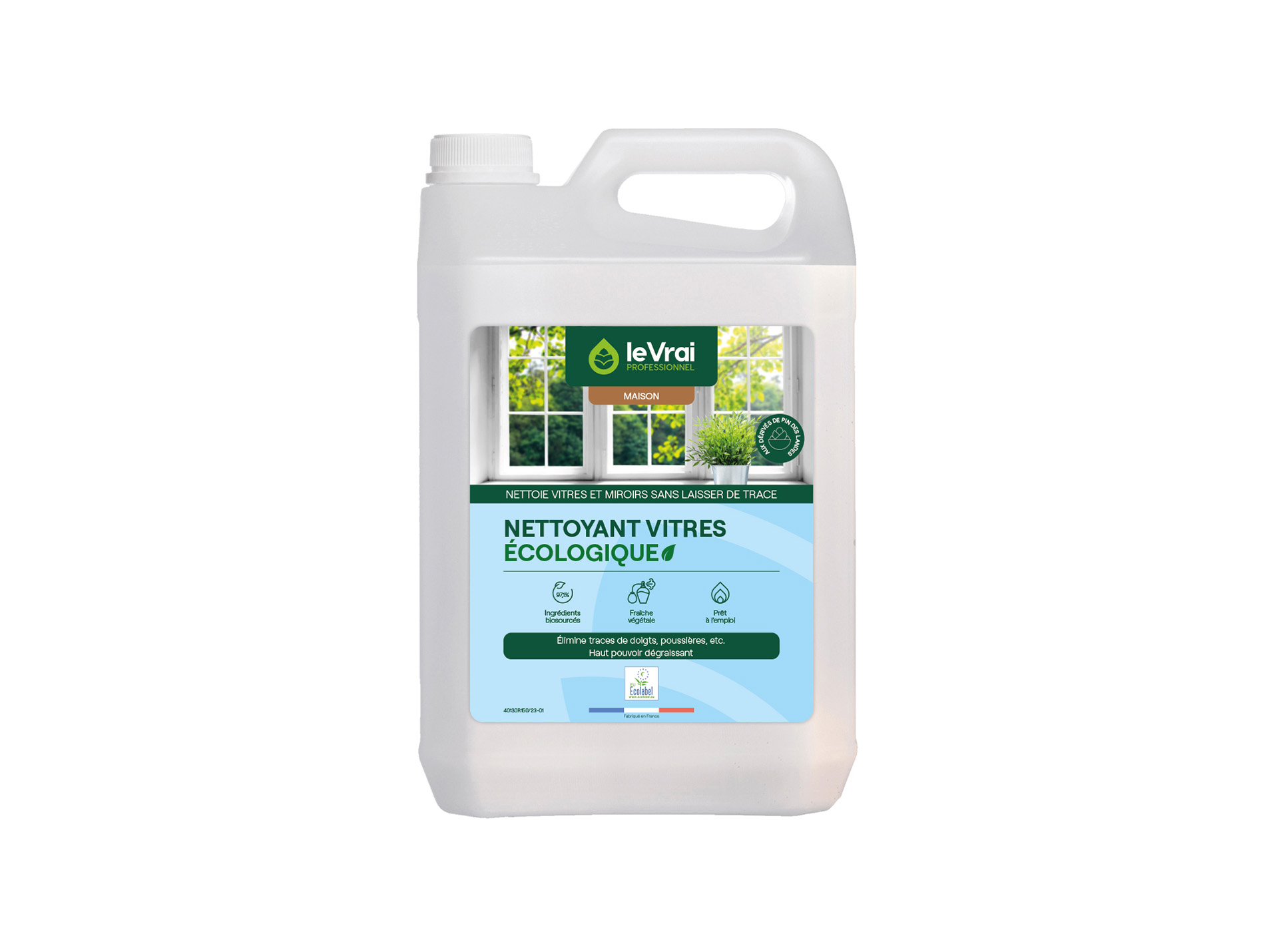 Nettoyant écologique LE VRAI vitres et surfaces 5L