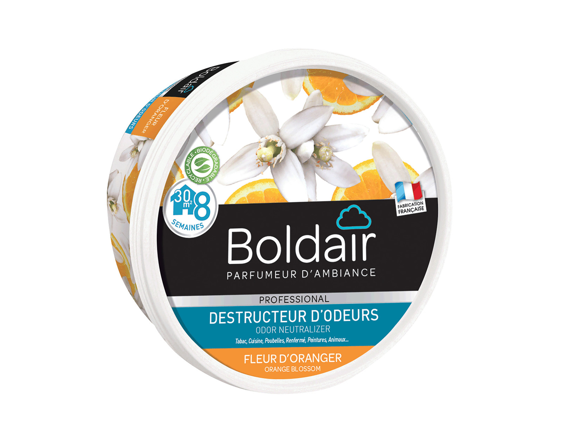 Gel destructeur d'odeurs BOLDAIR Fleur d'orangé 300g