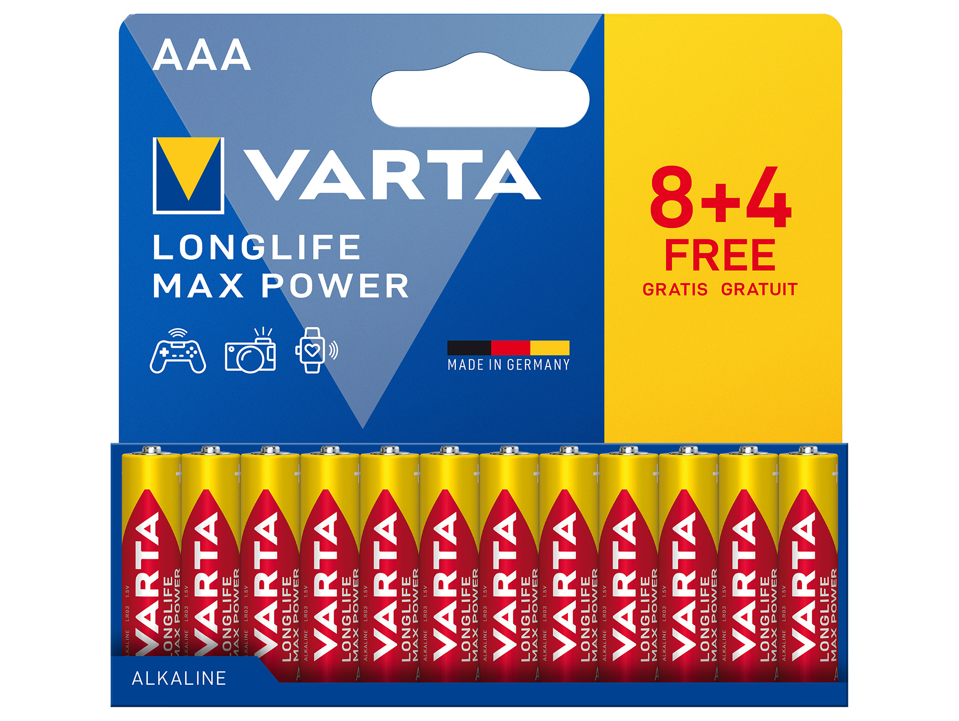 Lot de 8 piles Max Power LR03 VARTA + 4 offertes