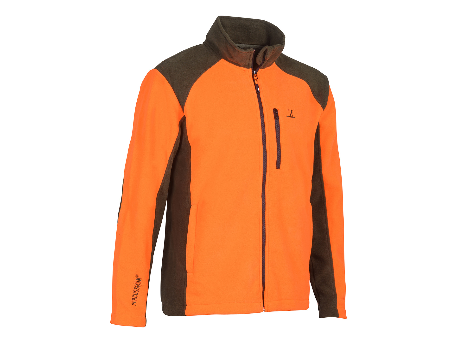 Blouson de chasse PERCUSSION polaire brodé orange fluo
