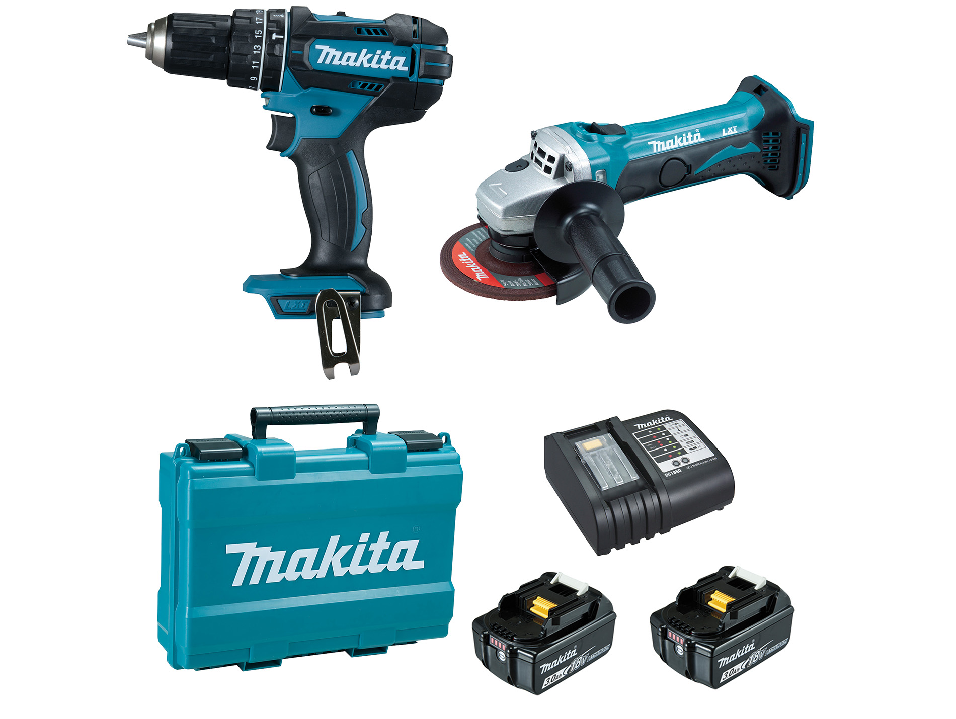 Lot Perceuse DHP482SFE + Meuleuse DGA452Z MAKITA