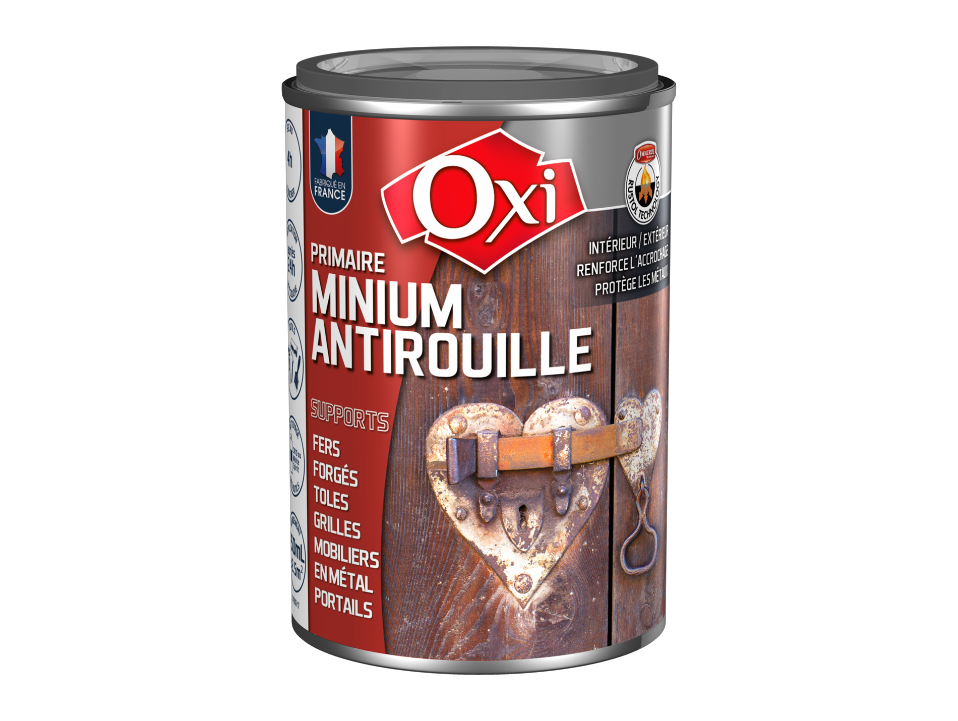 Primaire Antirouille Minium OXI PROR.5 – 500 Ml – Orange – Pour Métaux Ferreux – Sous-couche De Protection Avant Peinture