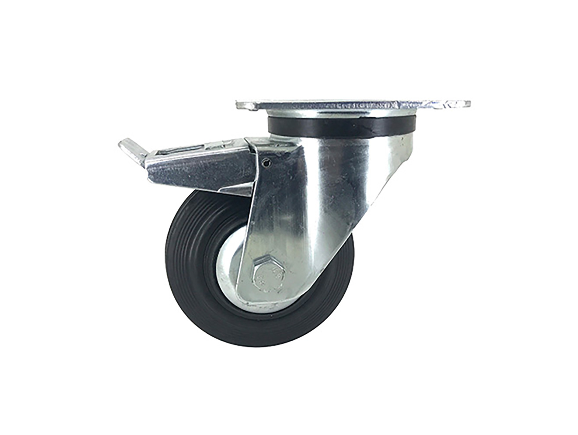 Roulette pivotante avec fixation platine frein CAUJOLLE S74C Ø125mm