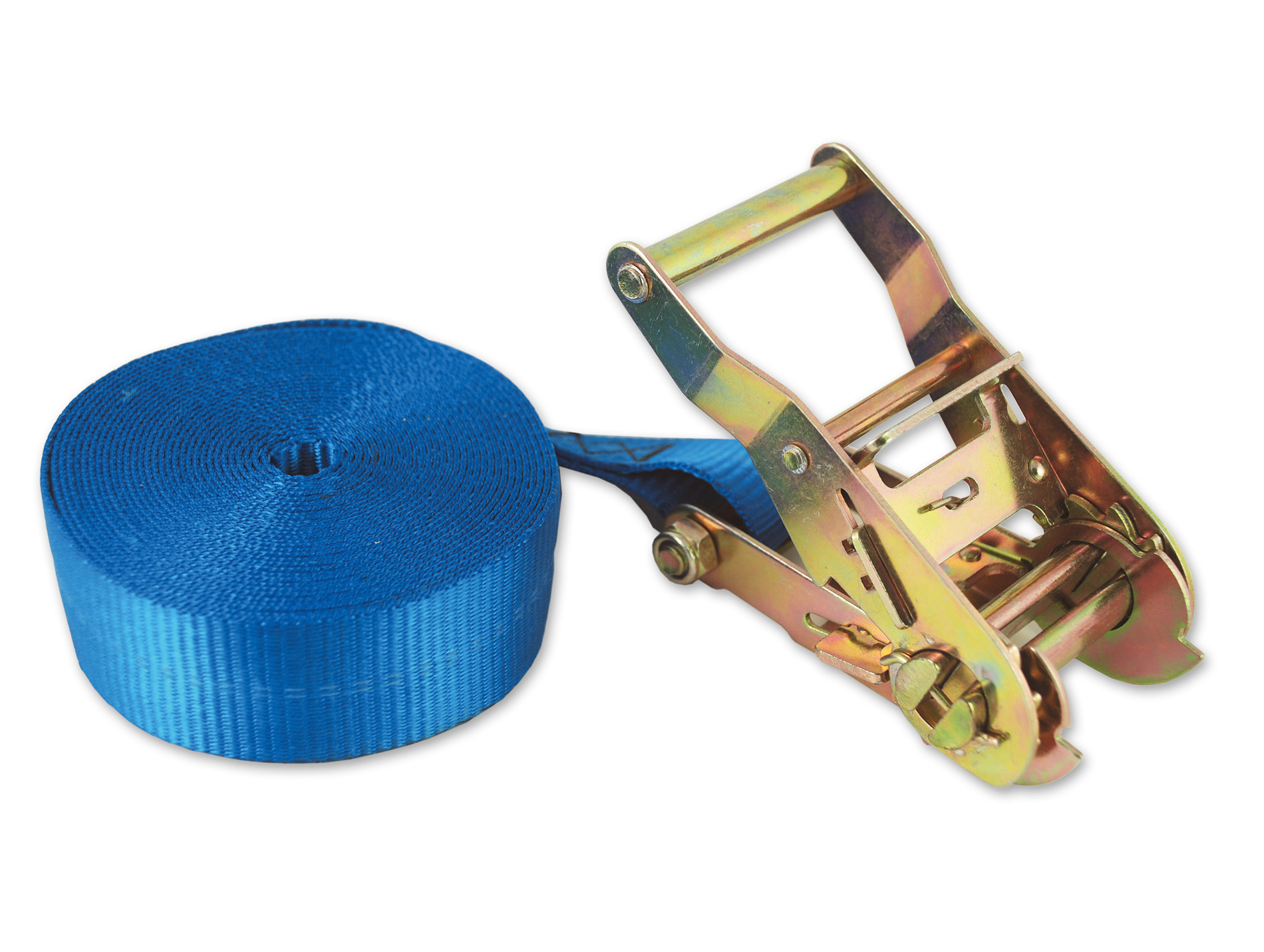 Sangle polypropylène avec tendeur à cliquets L.6m bleu