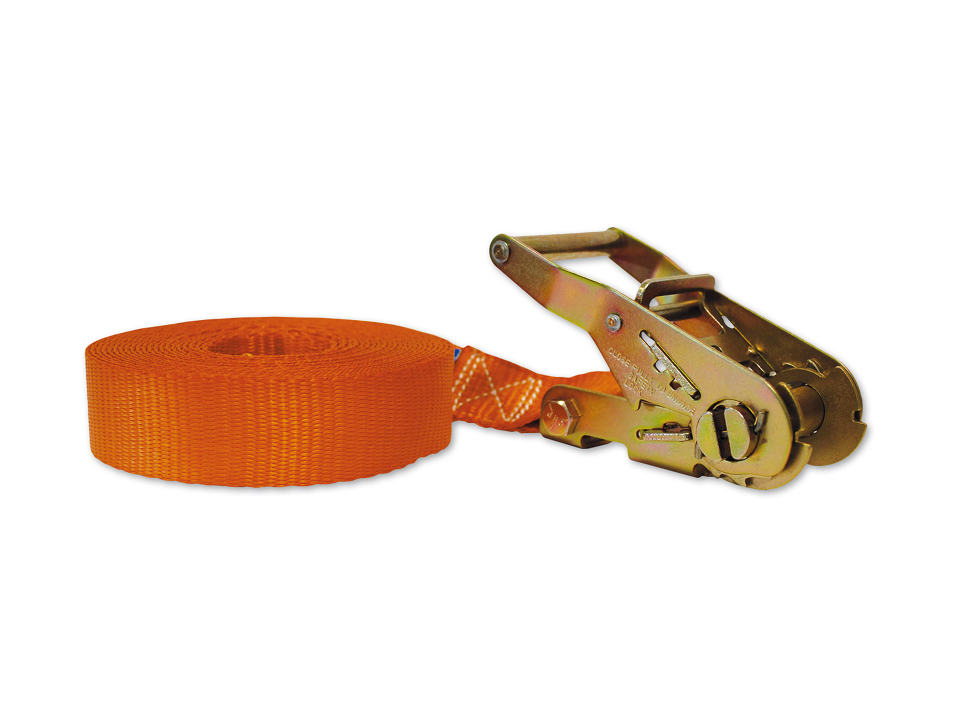 Sangle polyester avec tendeur à cliquet L.6m orange