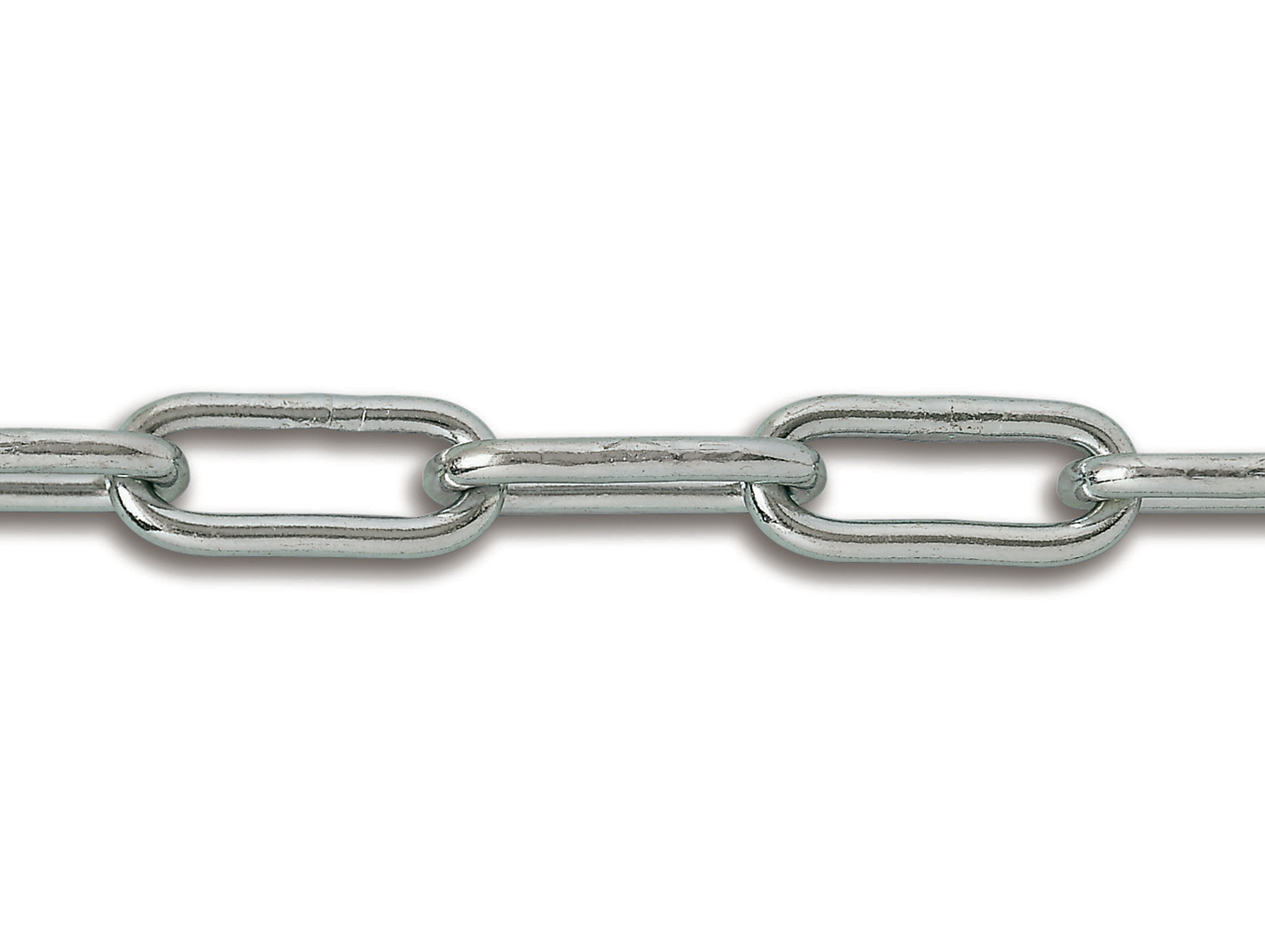 Chaîne soudée maille longue en acier zingué Ø2,5mm 2,5m