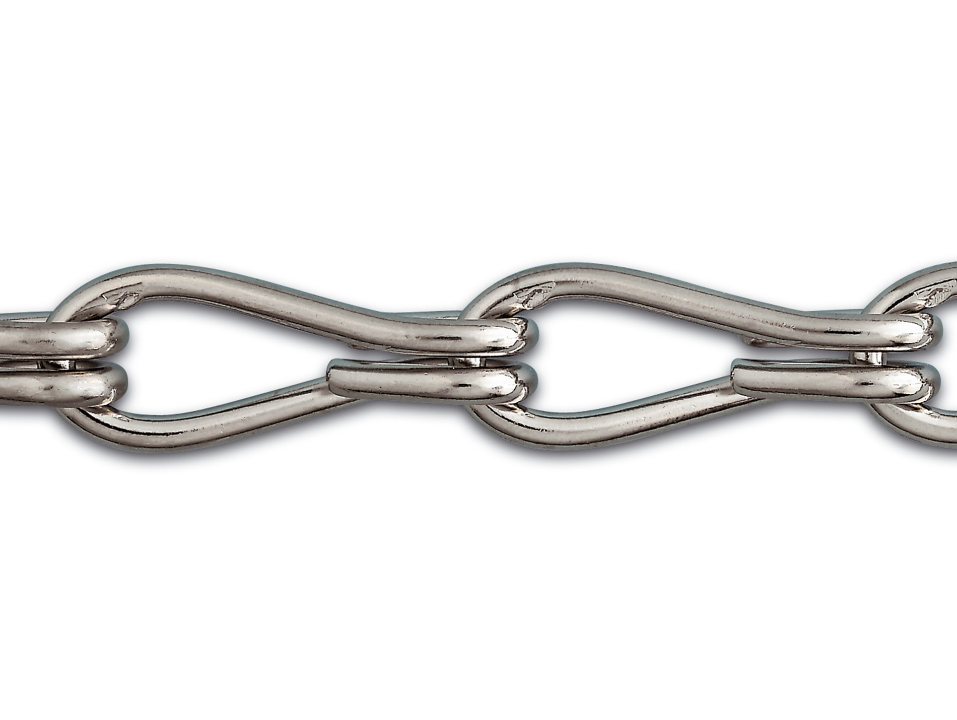 Chaîne non soudée double torsion acier nickelé Ø1,5mm 2,5m