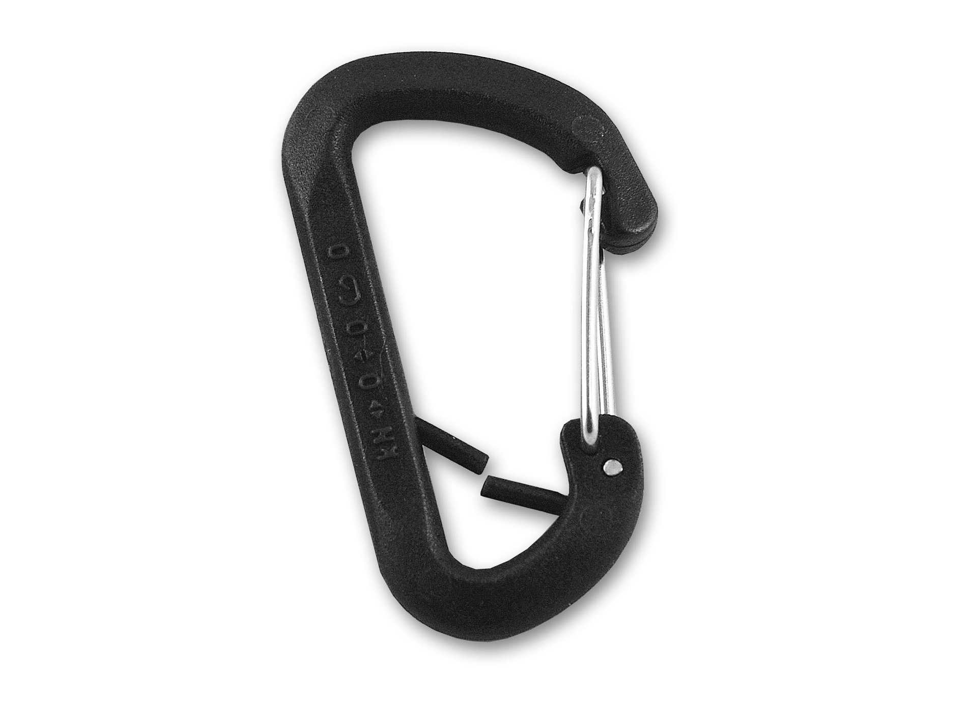 Mousqueton porte-clés en polyamide noir L..56mm