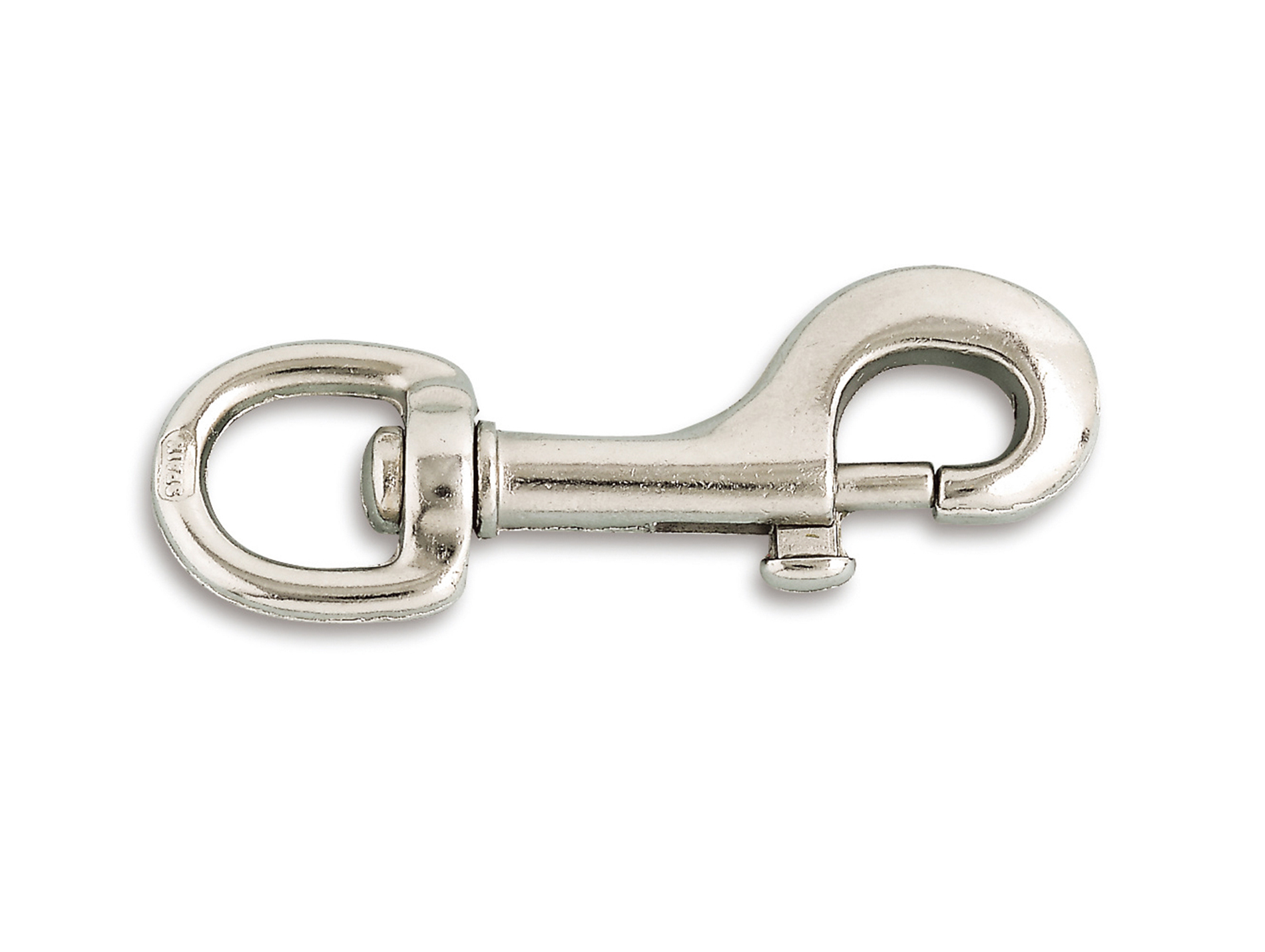 Mousqueton pompe à touret zamac nickelé L.75mm