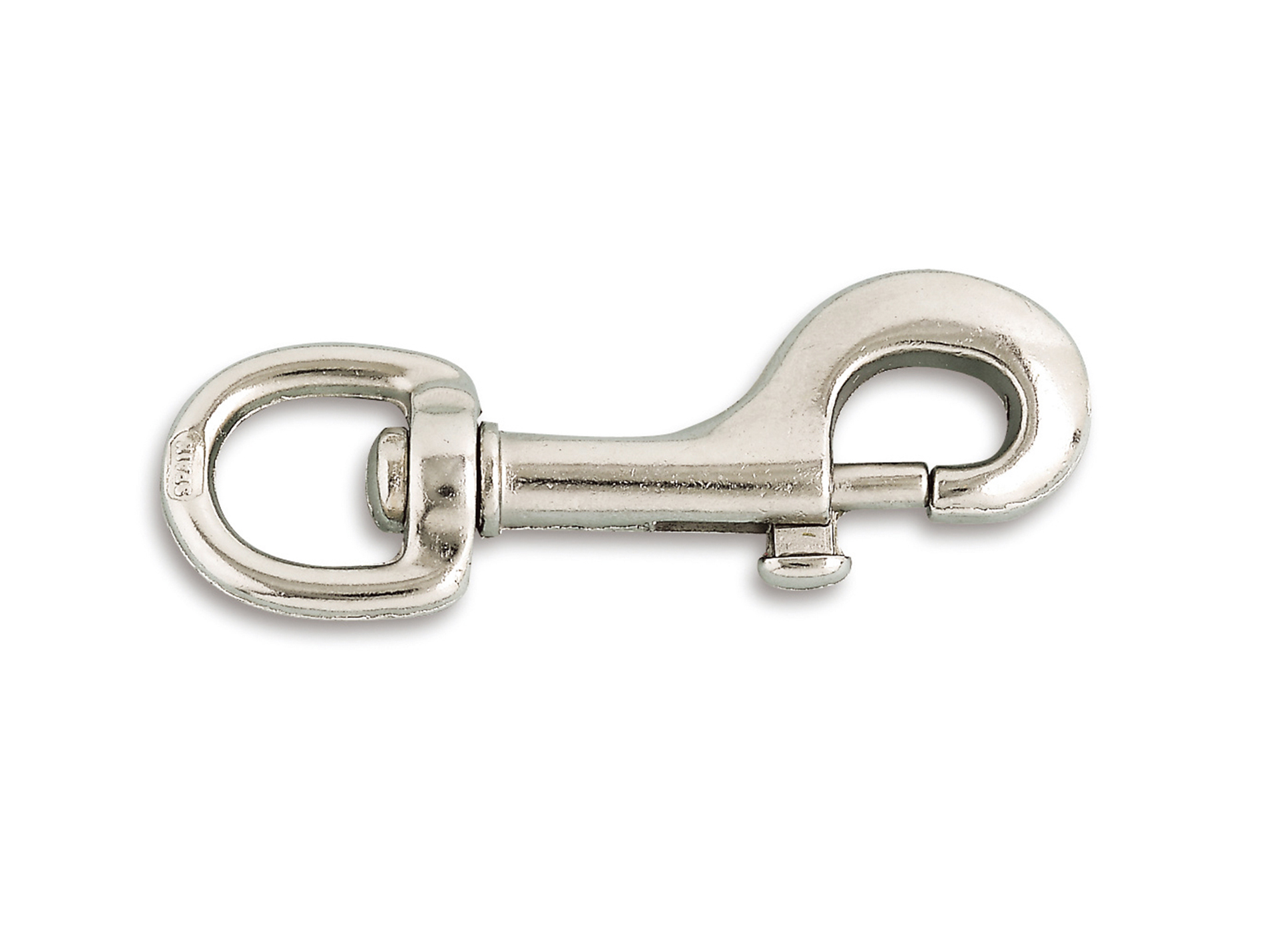 Mousqueton pompe à touret zamac nickelé L.110mm