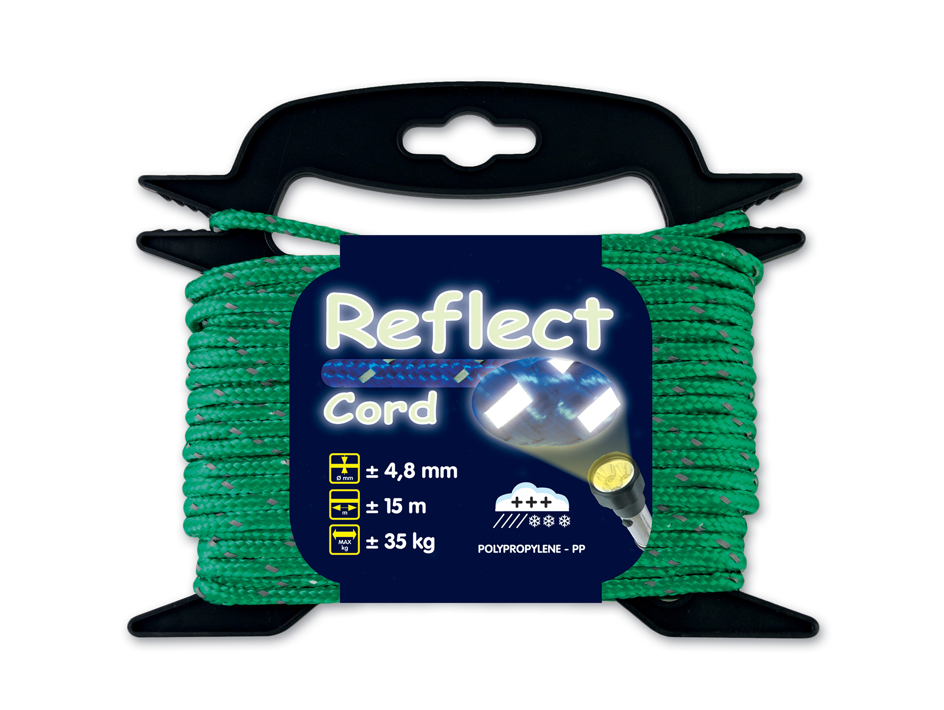 Corde réfléchissante propylène Ø4.8mm 15m verte