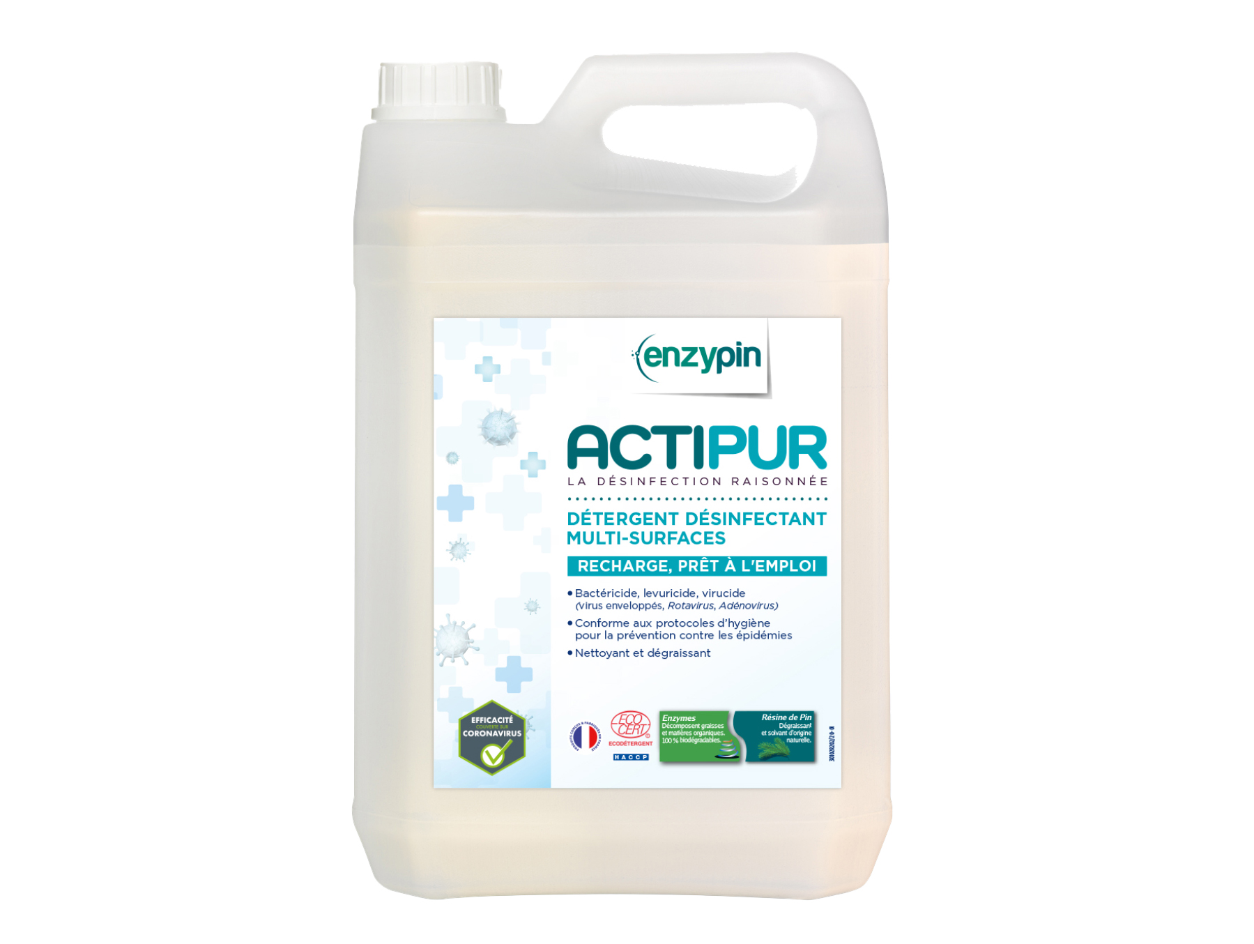 Détergent désinfectant Enzypin Actipur Multi surfaces 5L
