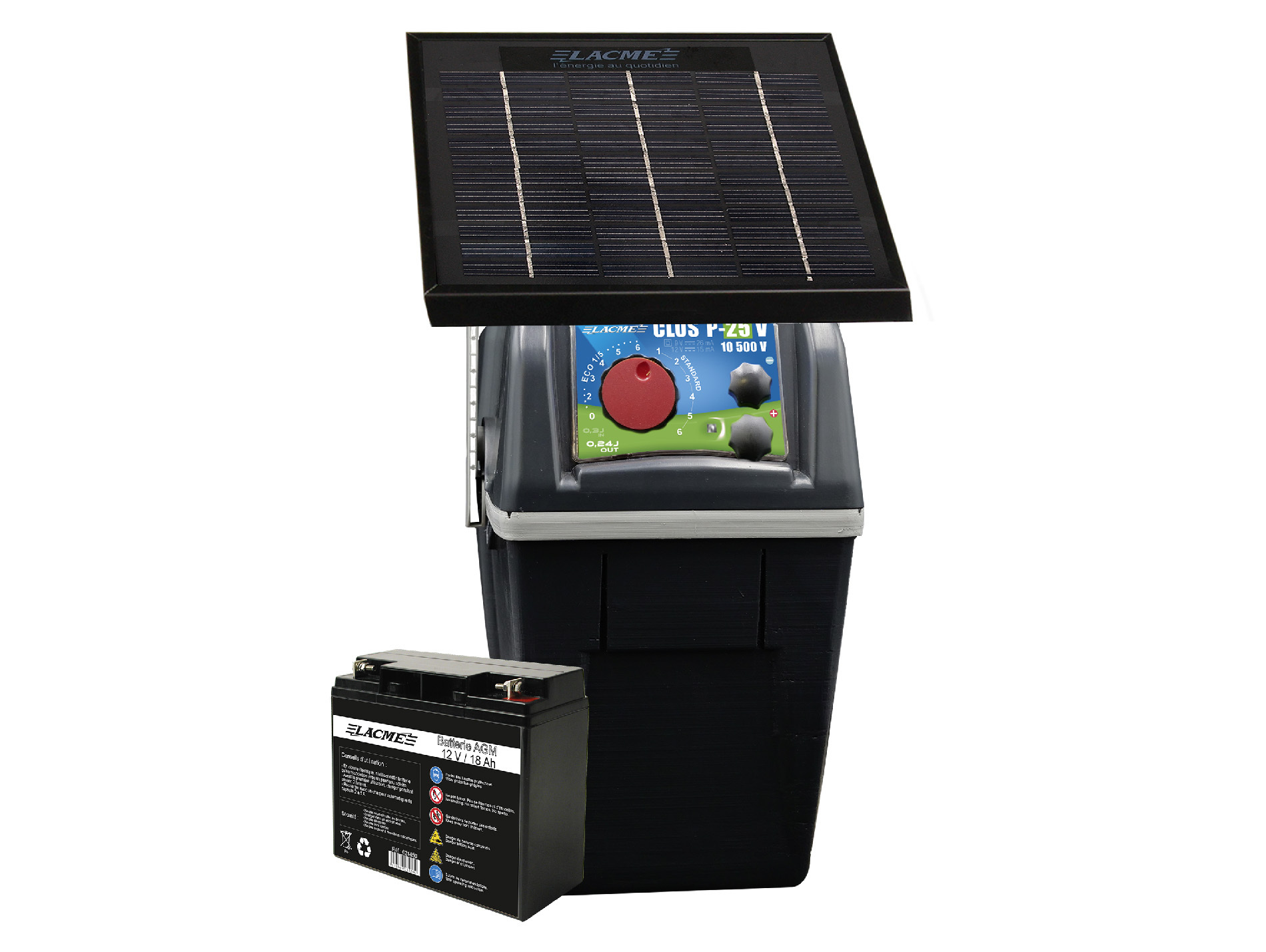 Kit solaire complet Clos P25 LACME 10 500V 0,24J