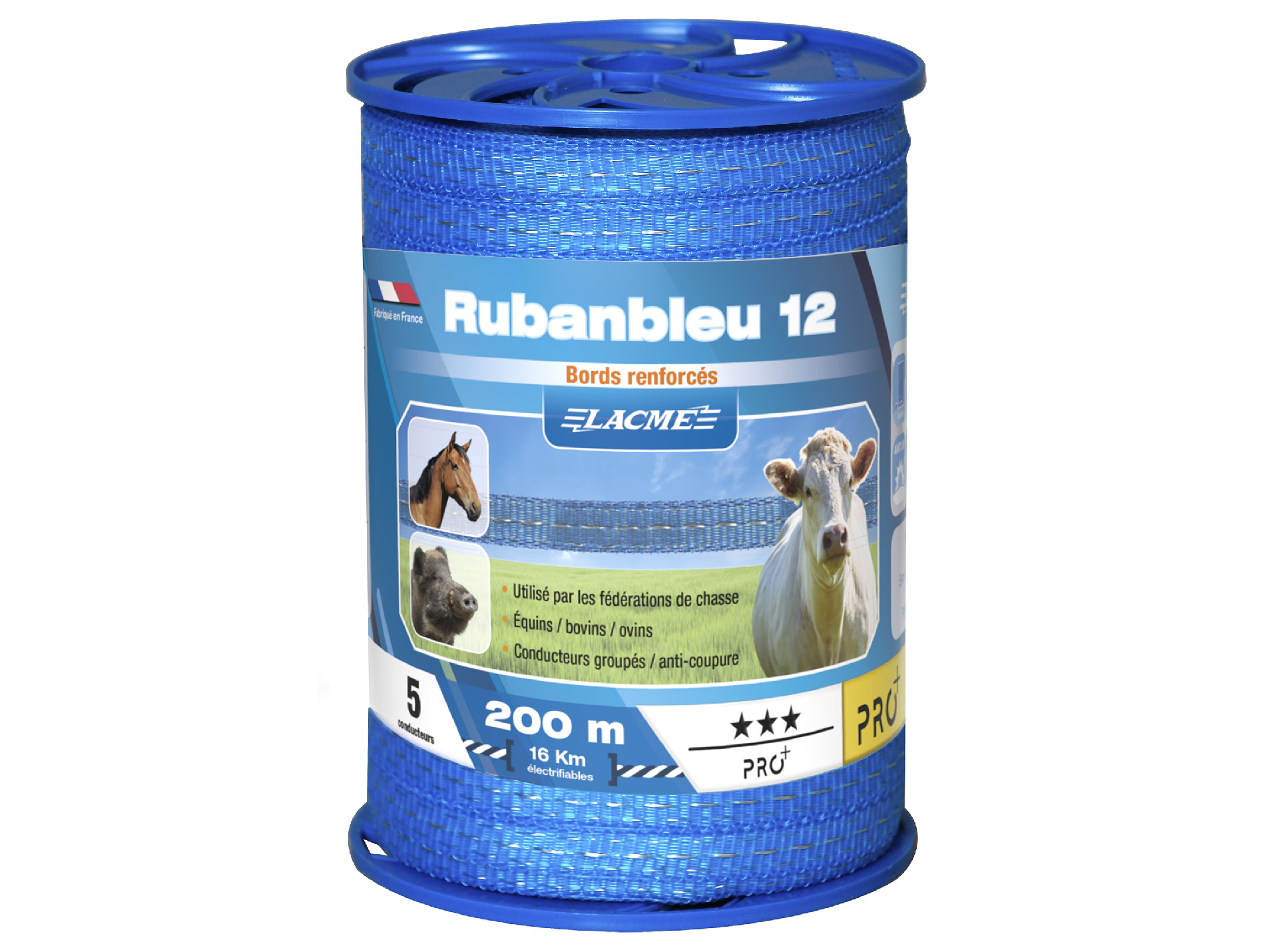 Ruban LACME l.12mm x L.200m bleu