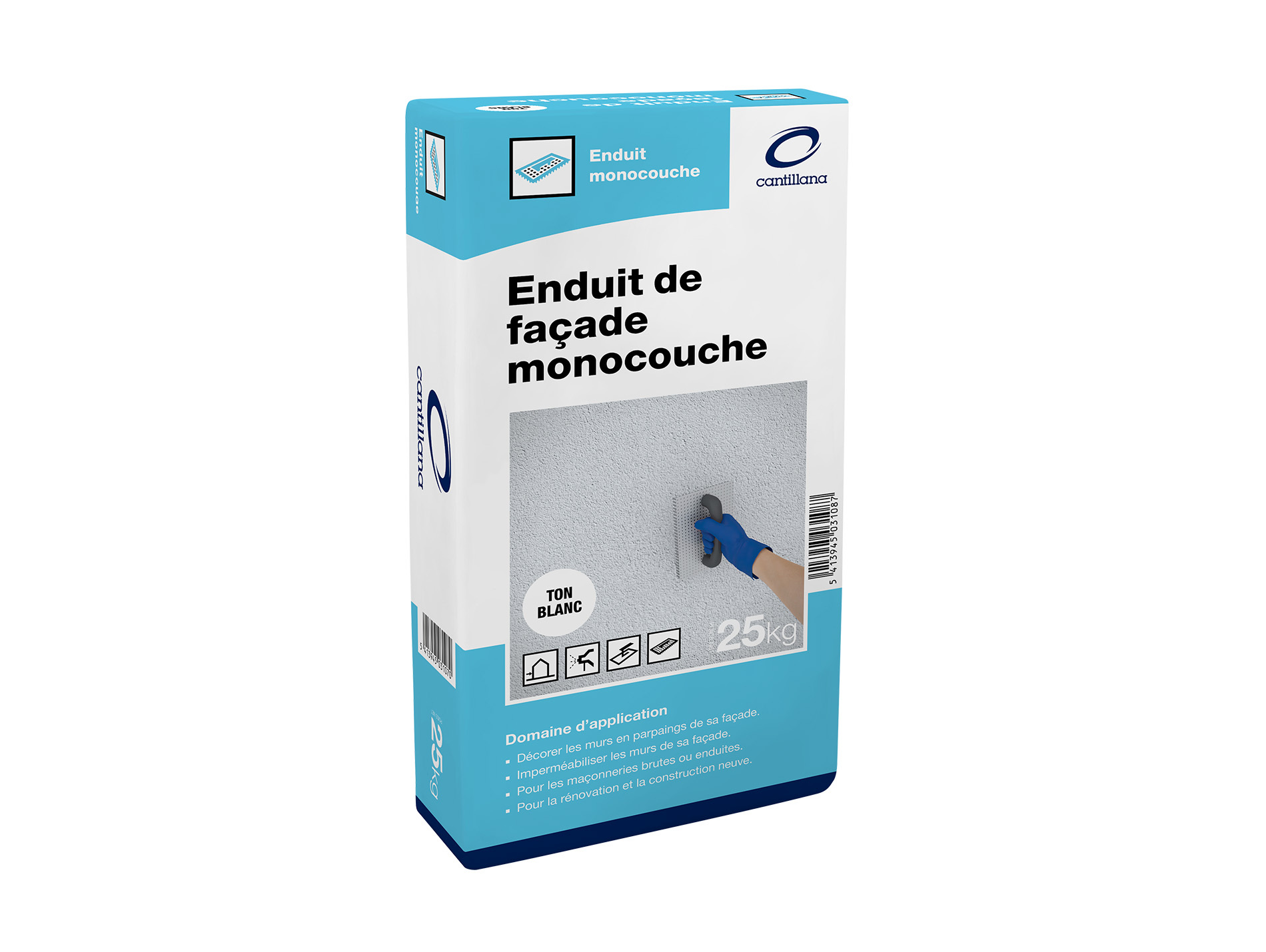 Enduit de façade monocouche CANTILLANA 25 kg ton blanc