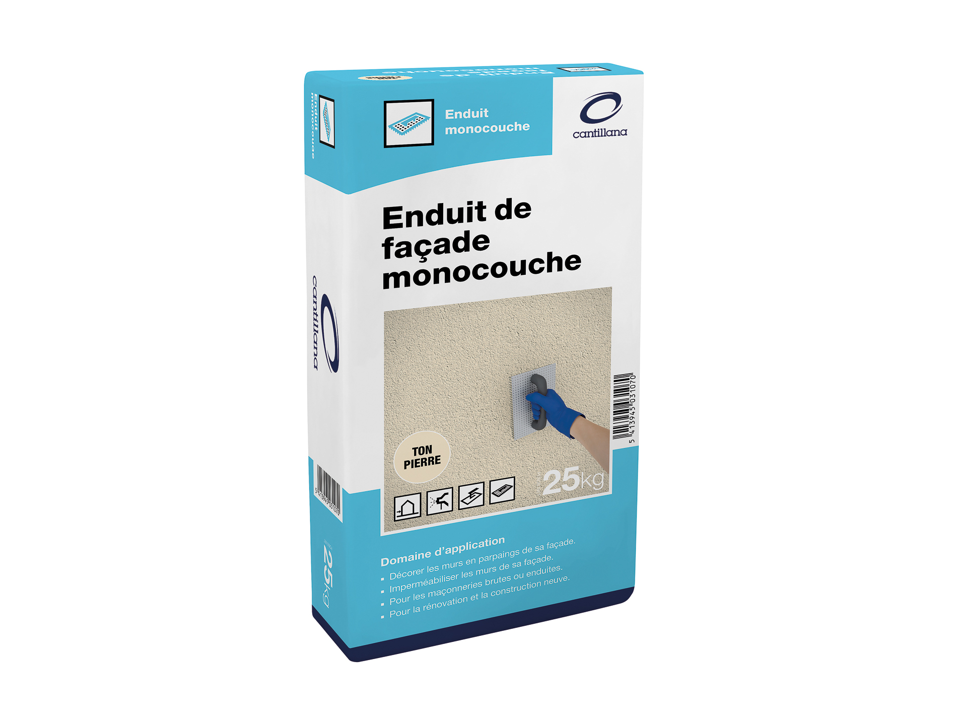 Enduit de façade monocouche CANTILLANA 25 kg ton pierre