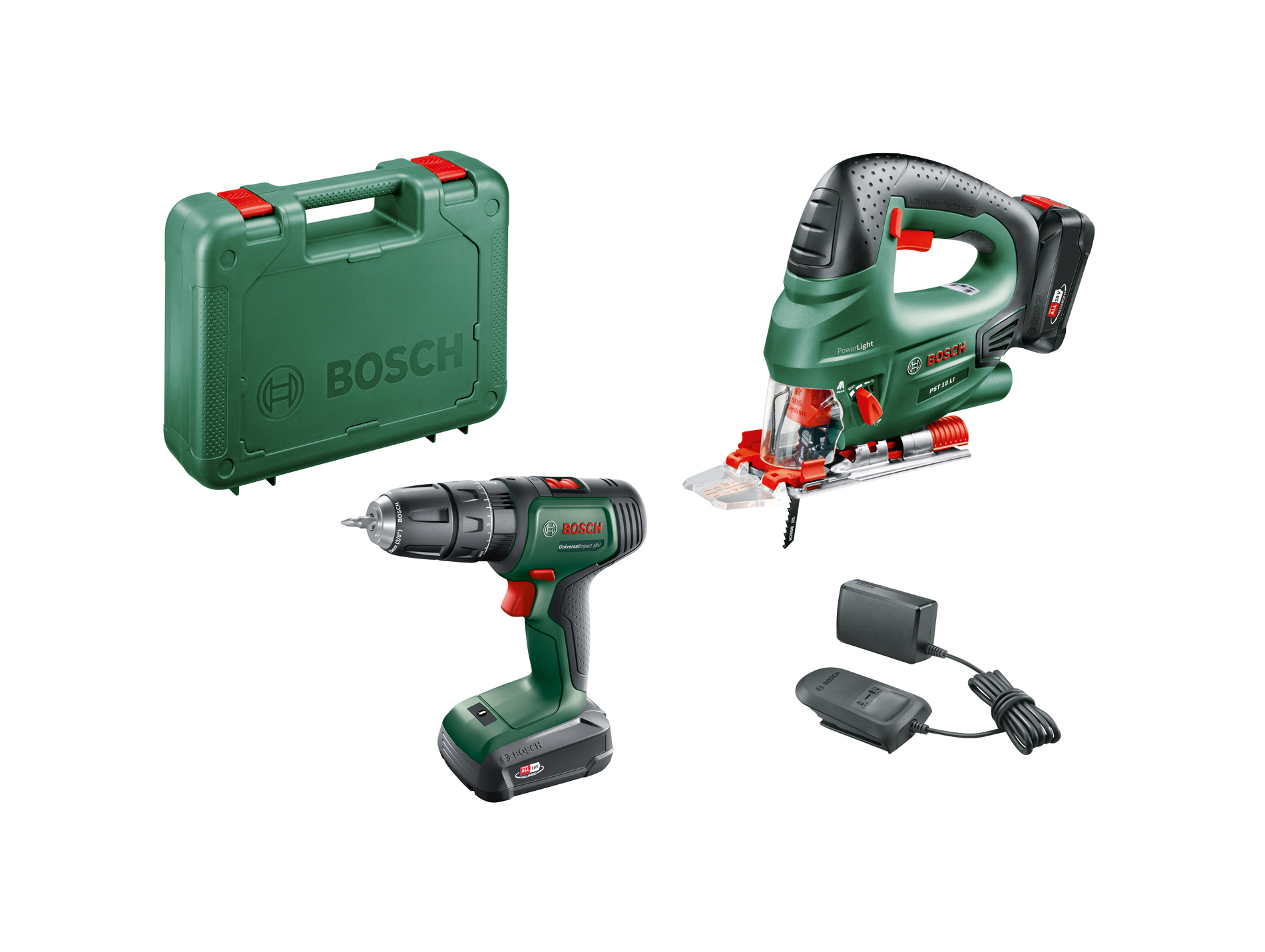 Lot perceuse Universal Impact 18 + scie sauteuse PST18