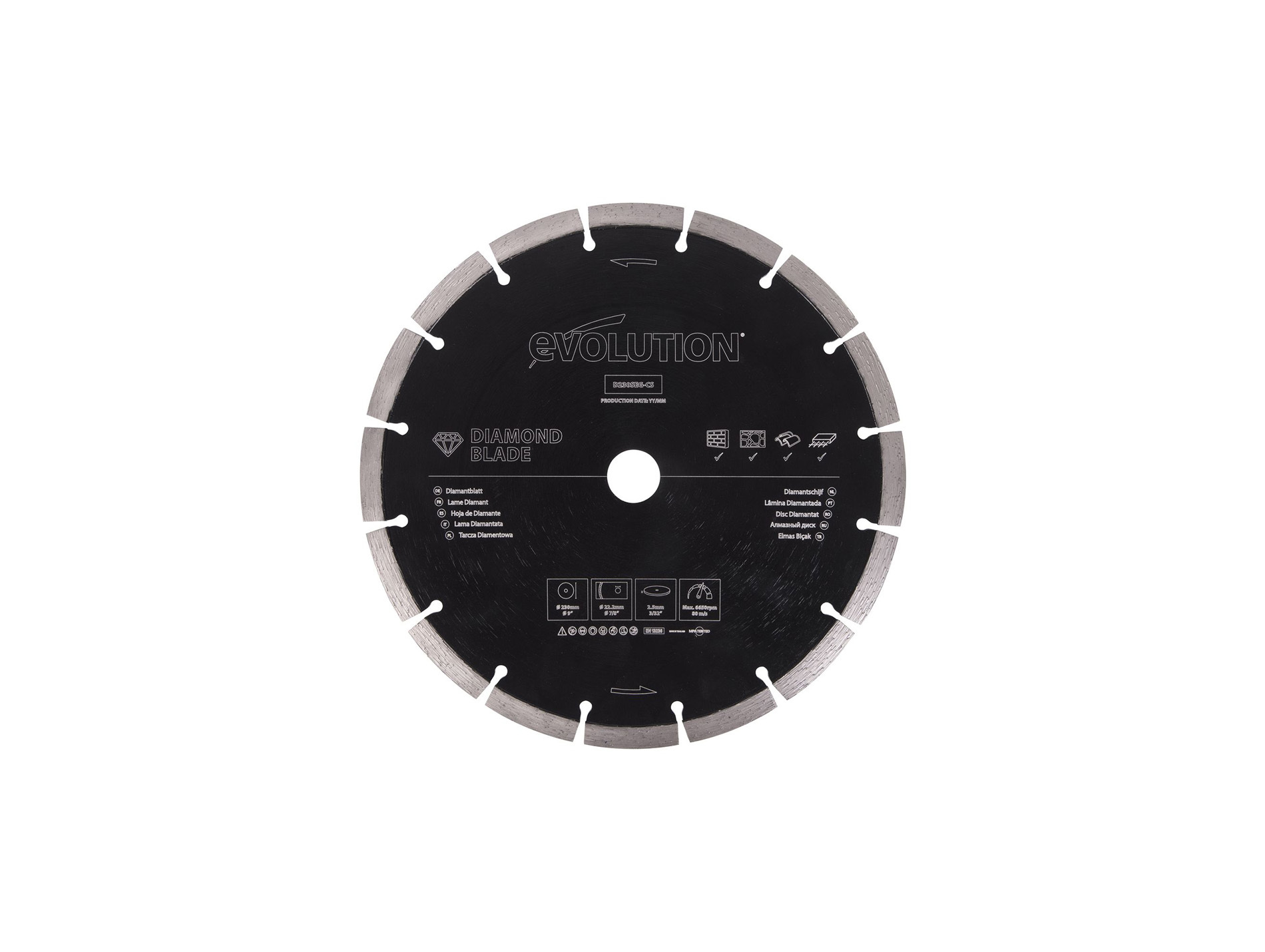Lame diamant 230mm pour découpeuse à matériaux Evolution