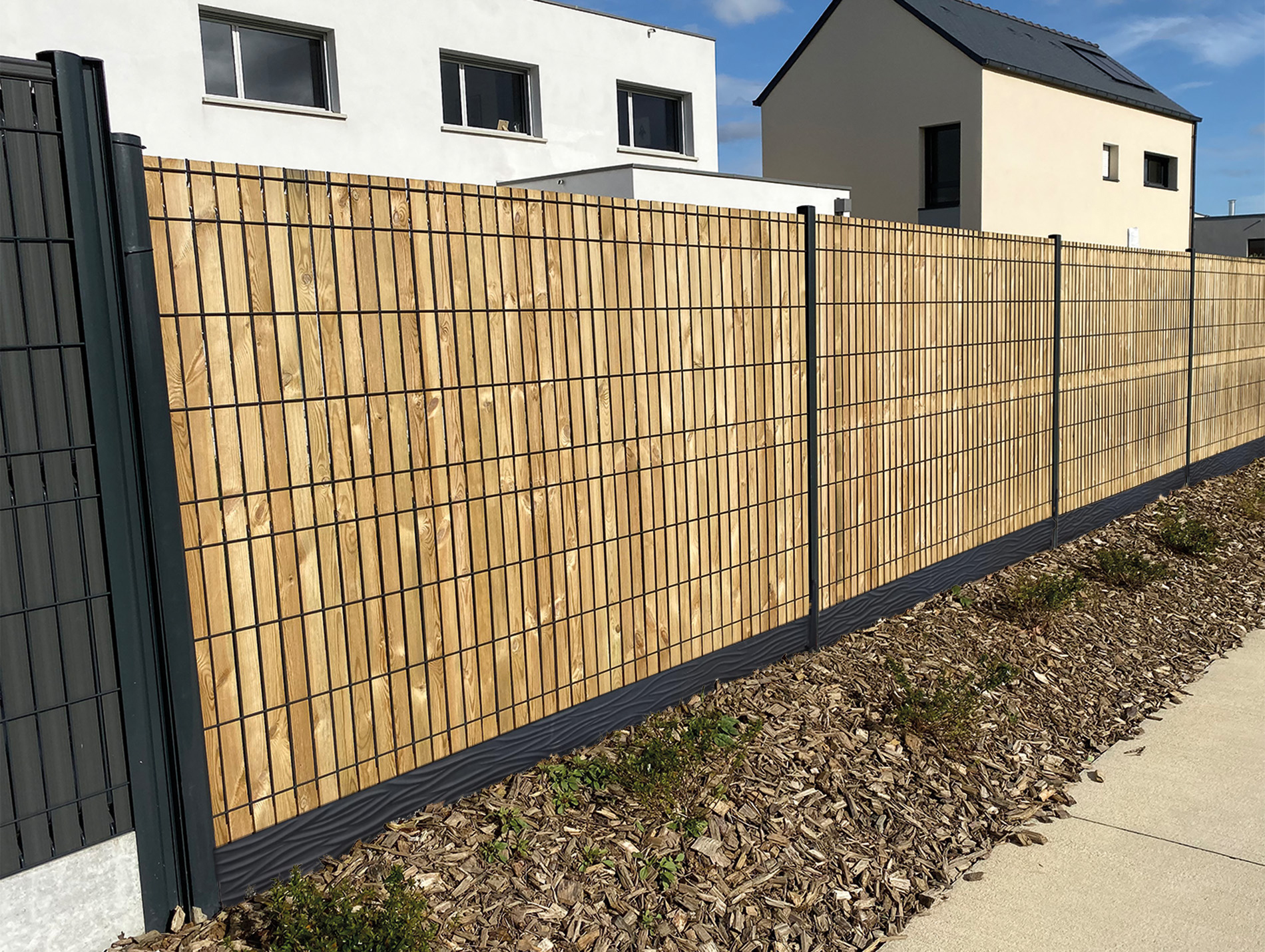 Plaque soubassement clôture Dalarna 2x45cm L.1,92m Anthracite