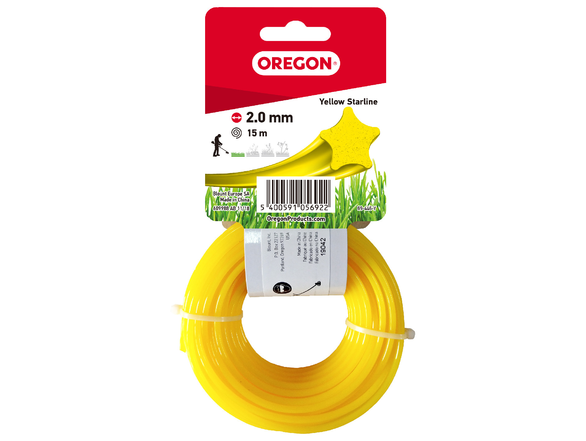 Fil de coupe étoilé jaune OREGON Ø2mm L.15m