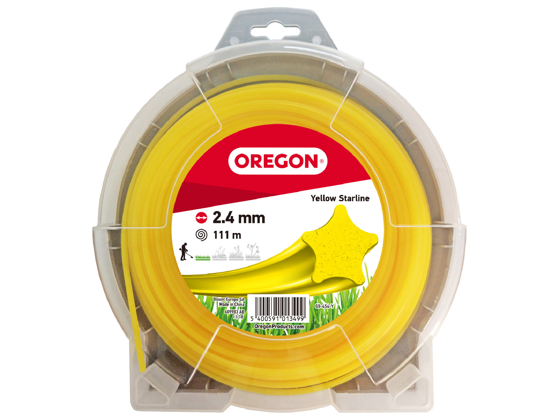 Fil de coupe étoilé jaune OREGON Ø2,4mm L.111m