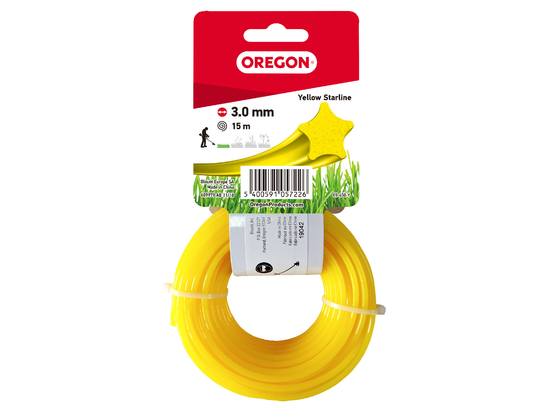 Fil de coupe étoilé jaune OREGON Ø3mm L.15m