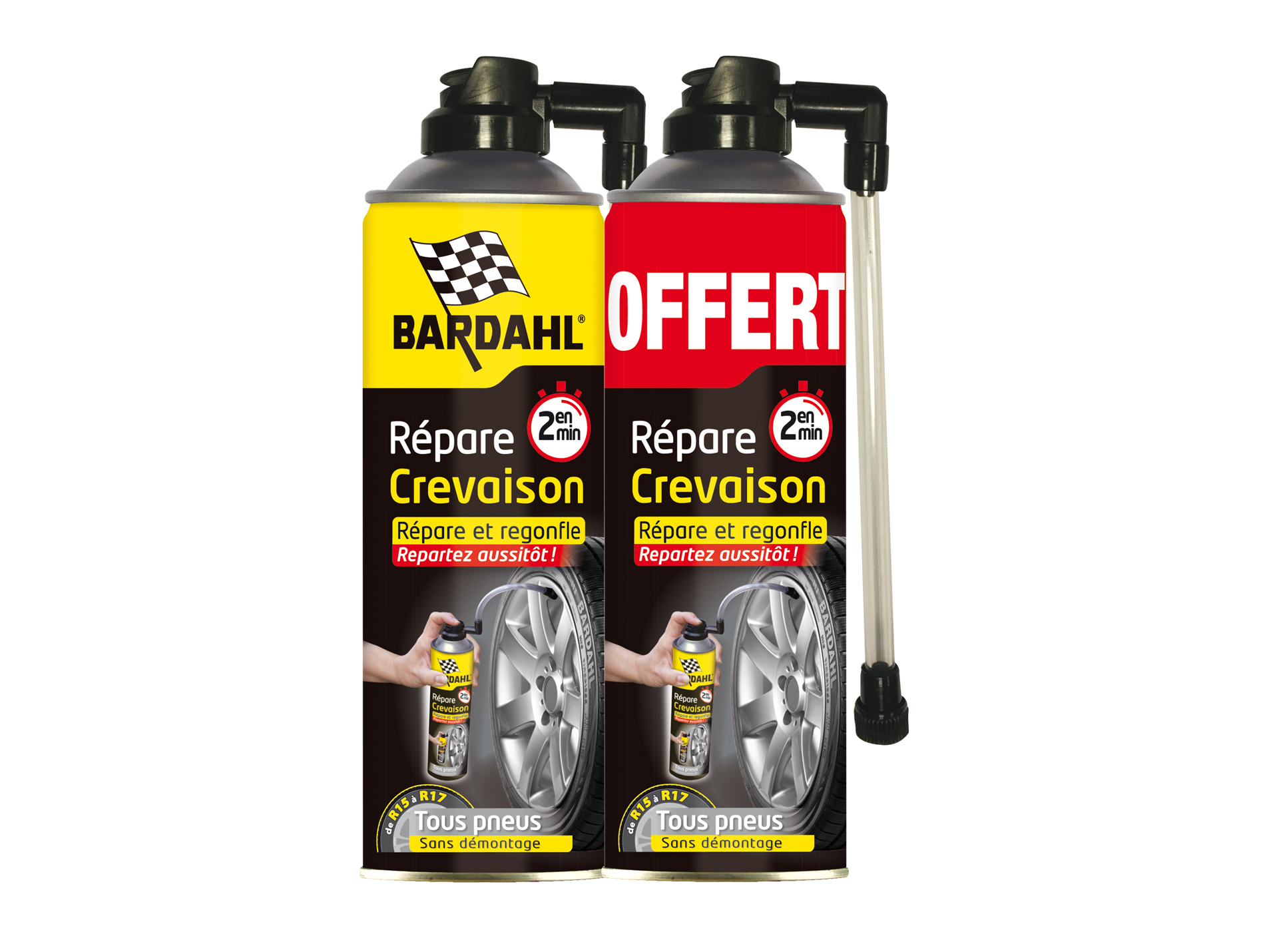 Lot de 2 répare crevaison aérosol 500ml