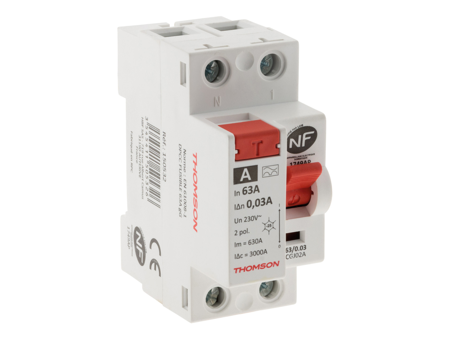 Interrupteur différentiel type A 2x63A 30mA