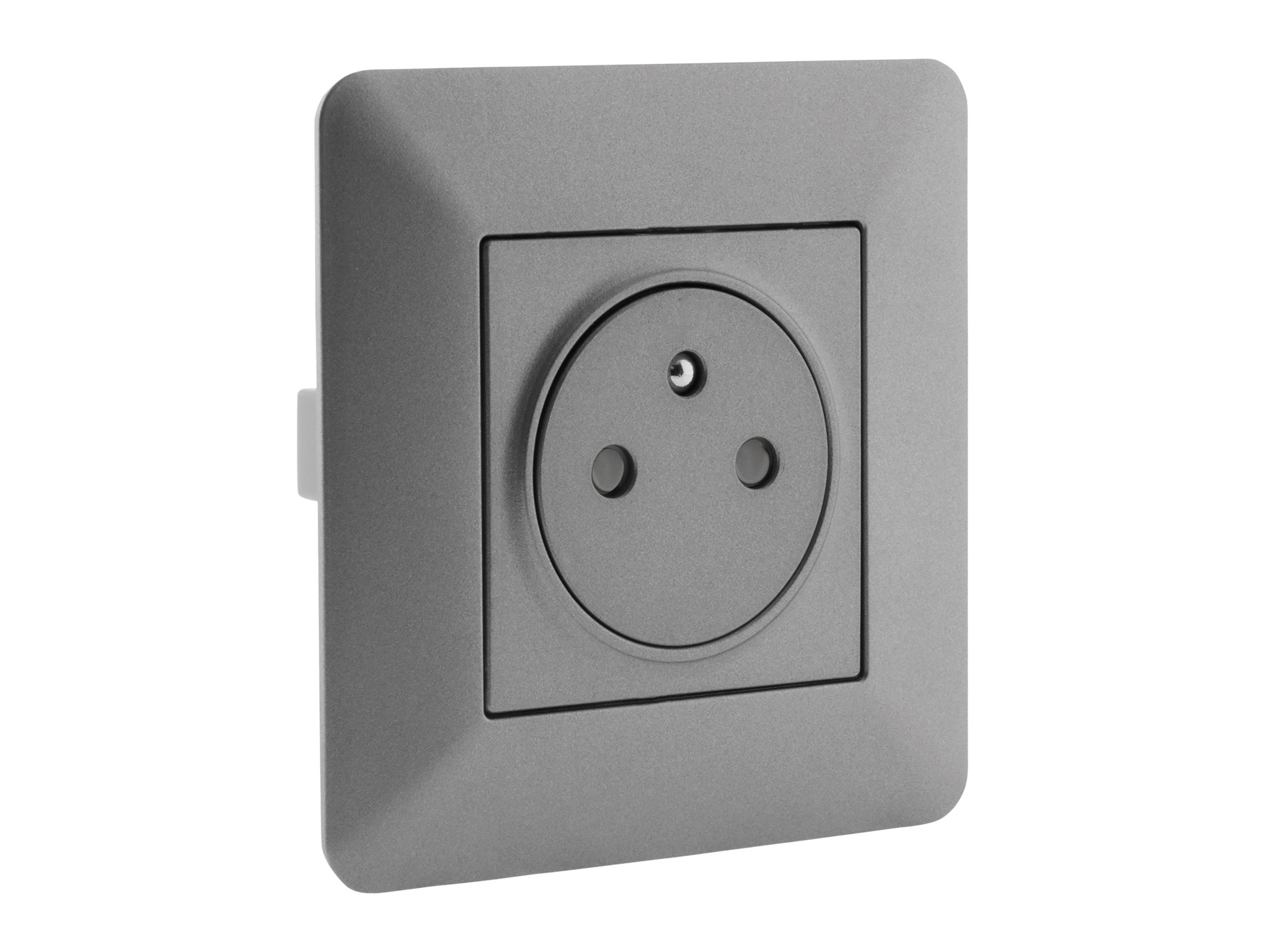 Prise 2P+T ZENITECH affleurante titanium