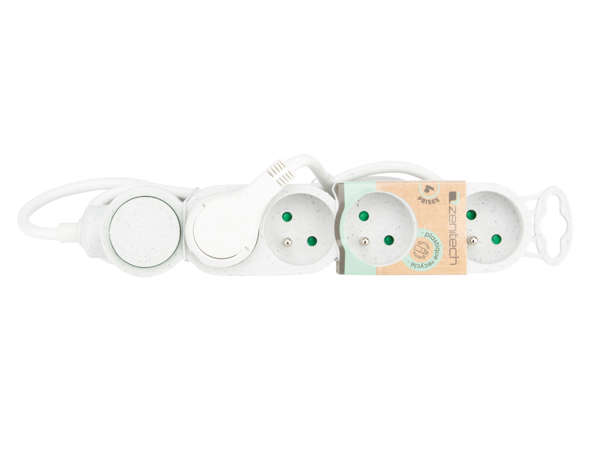 Bloc home 4 prises + fiche extraplate blanc