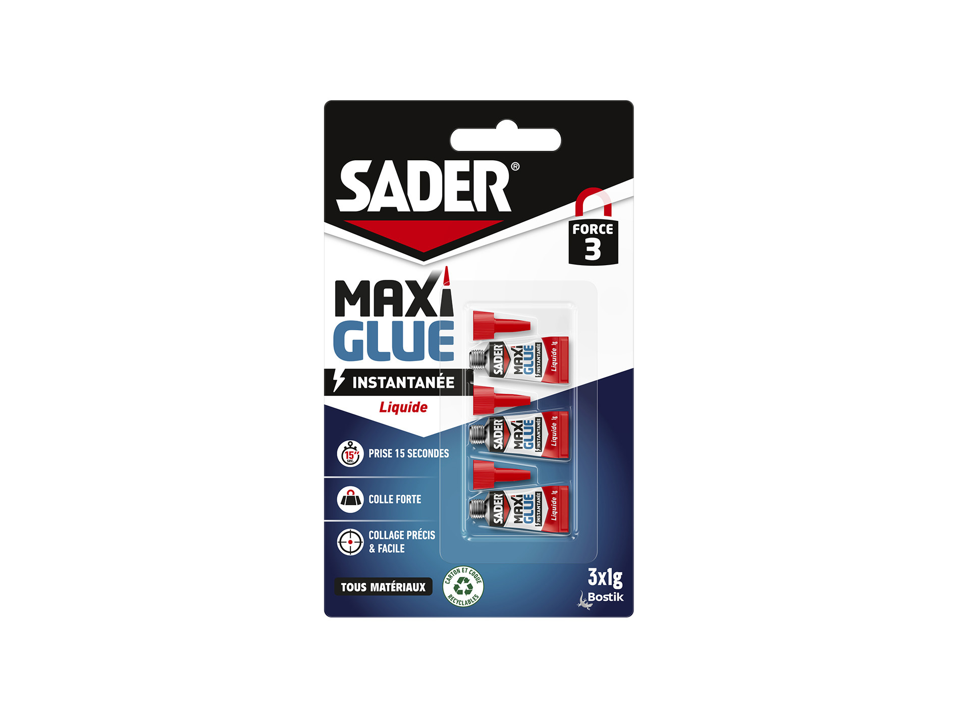 Maxiglue universelle SADER liquide 3x1g