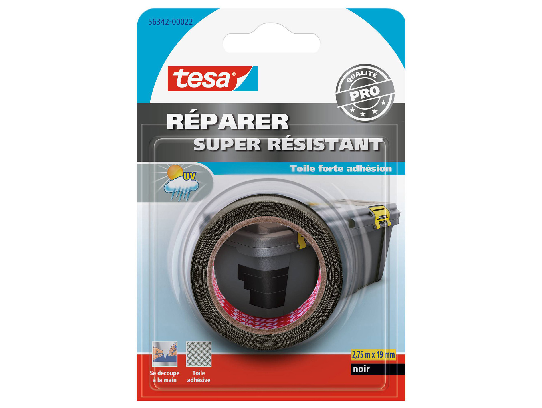 Adhésif TESA Réparer toile noir l.19mm x L.2,75m