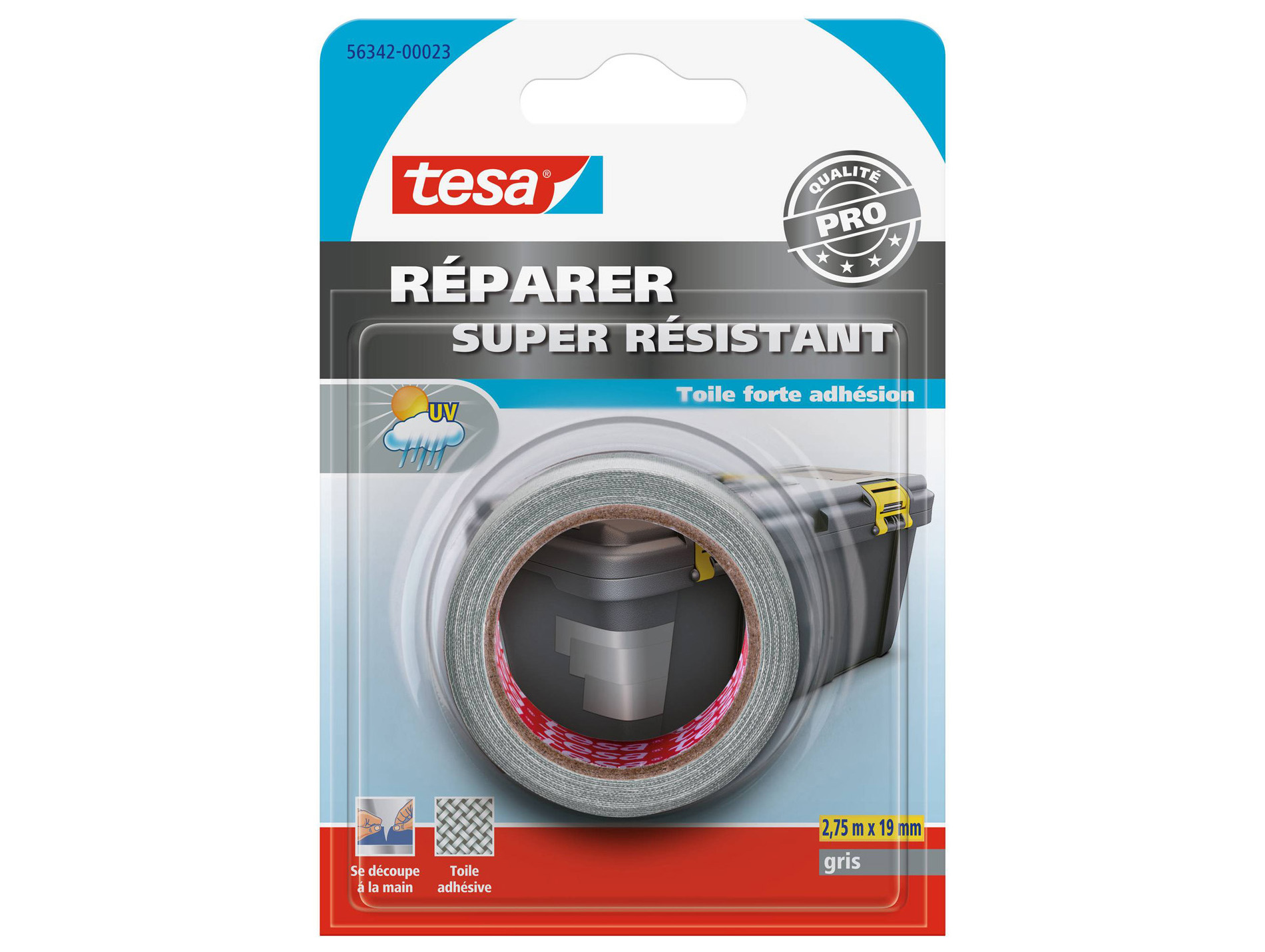 Adhésif TESA Réparer toile gris l.19mm x L.2,75m